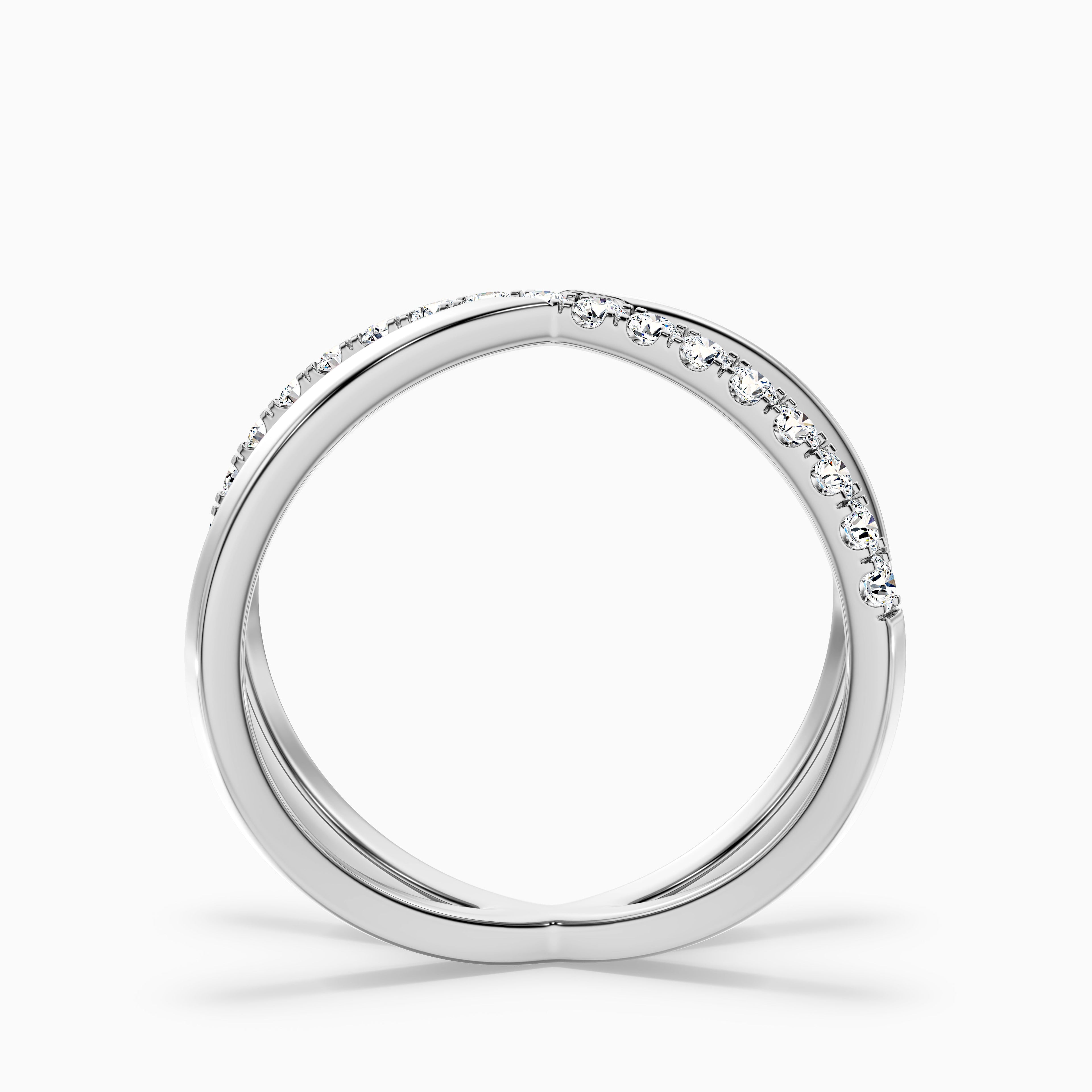 Kestrel Round Cut Criss Cross Lab Grown Diamond Wedding Band