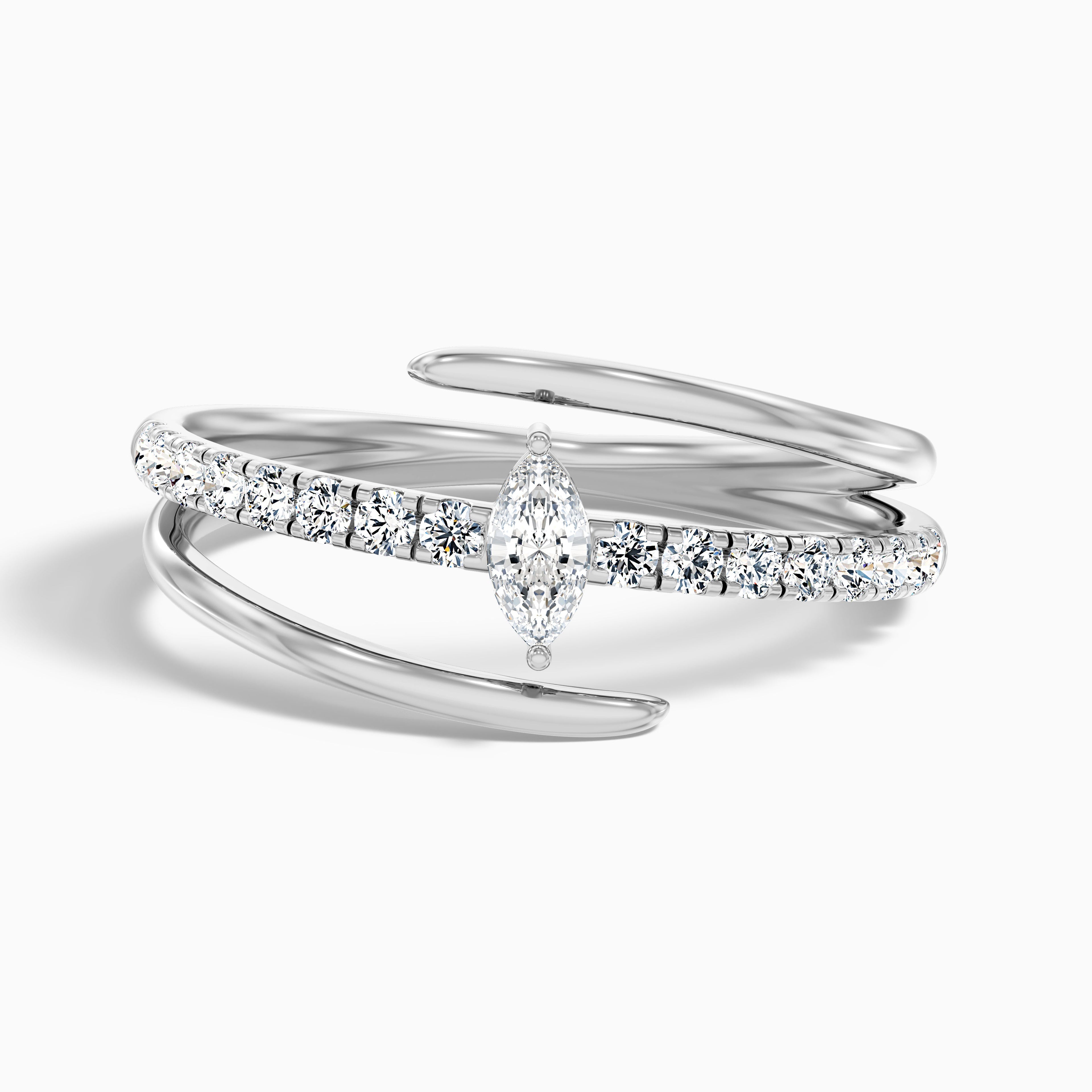 Nivara Marquise Cut Spiral Lab Grown Diamond Wedding Band