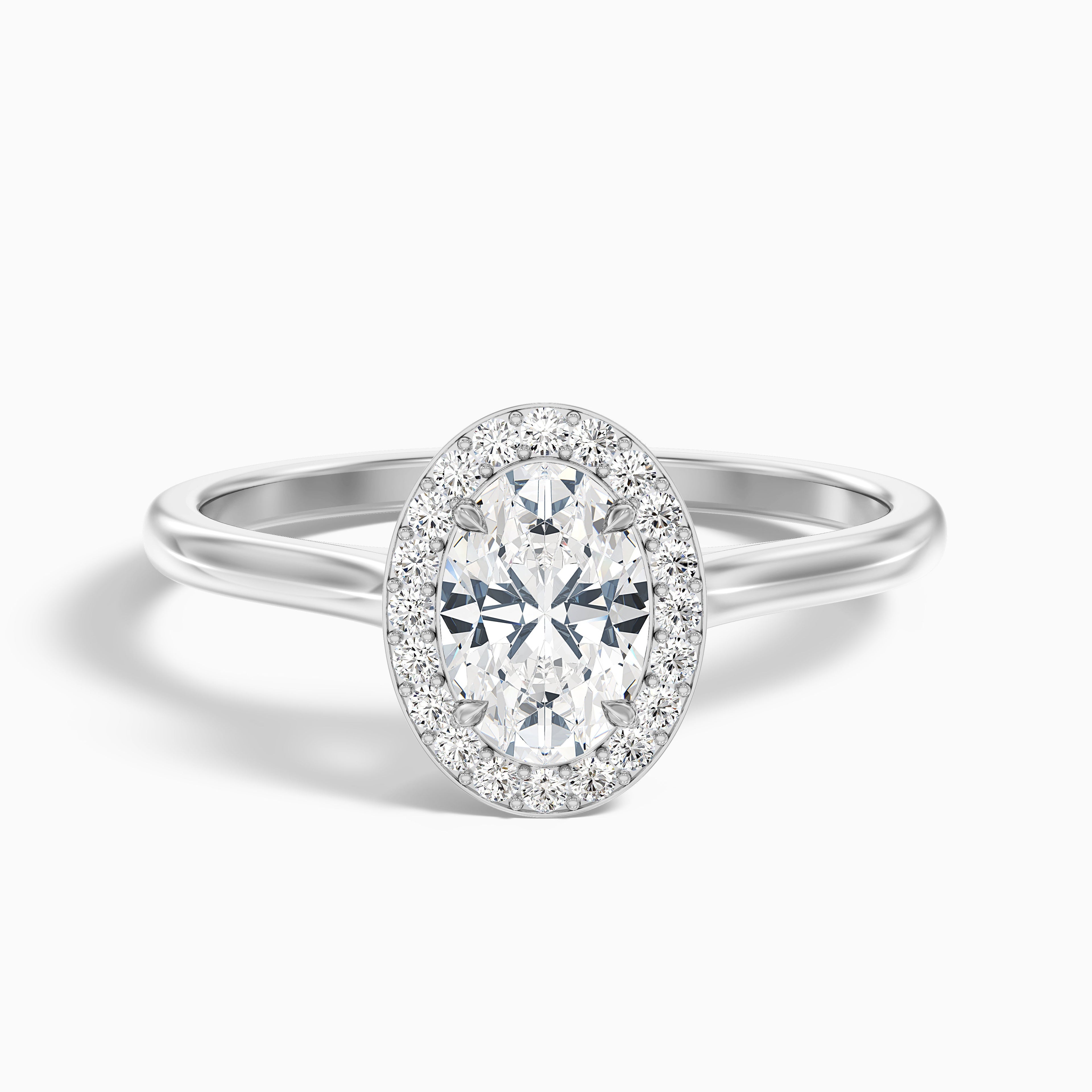 Carol 2.5 Carat Oval Cut Halo Lab Grown Engagement Ring in 18k Yellow Gold