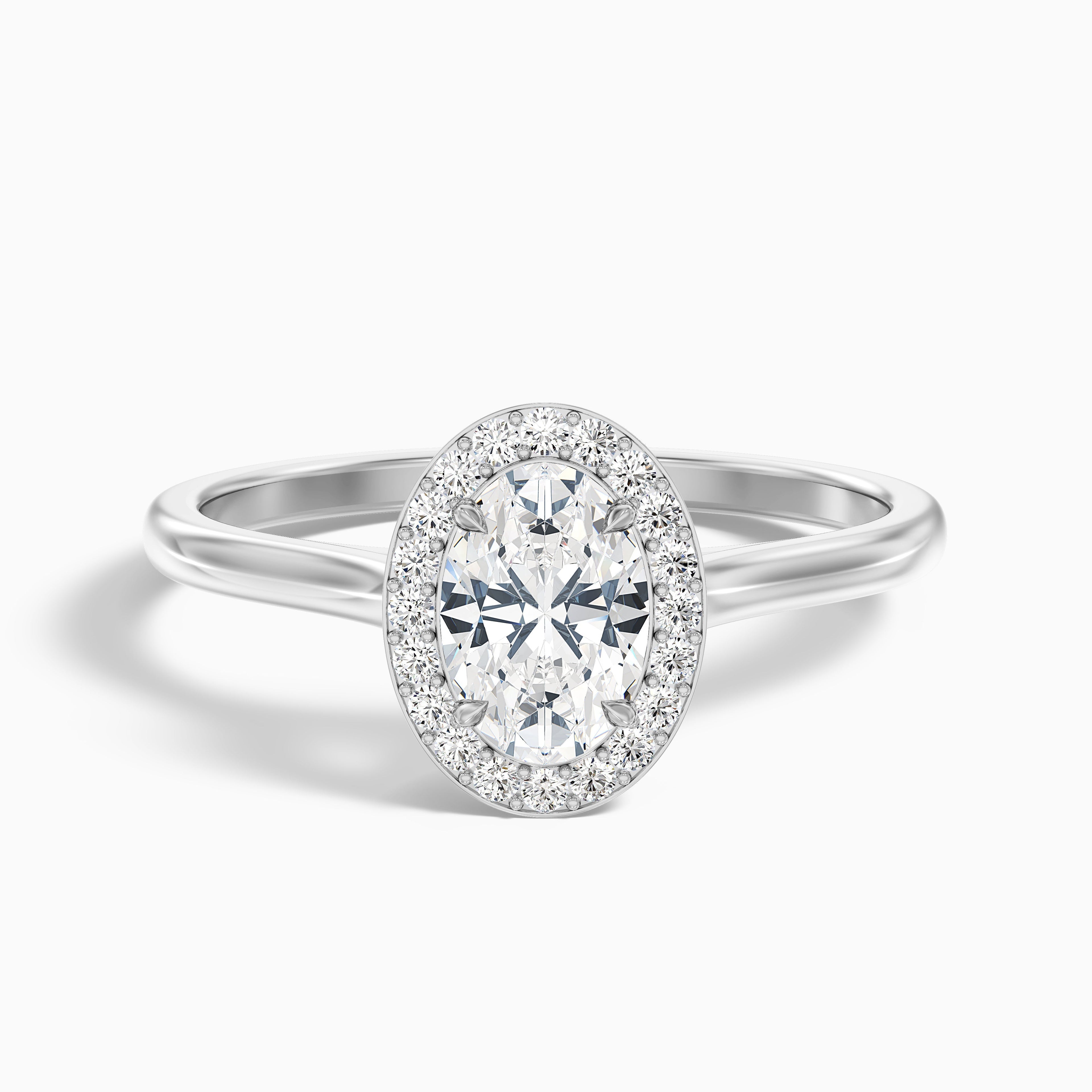 Kyra 3.5 Carat Oval Cut Halo Moissanite Diamond Ring in 18k Yellow Gold
