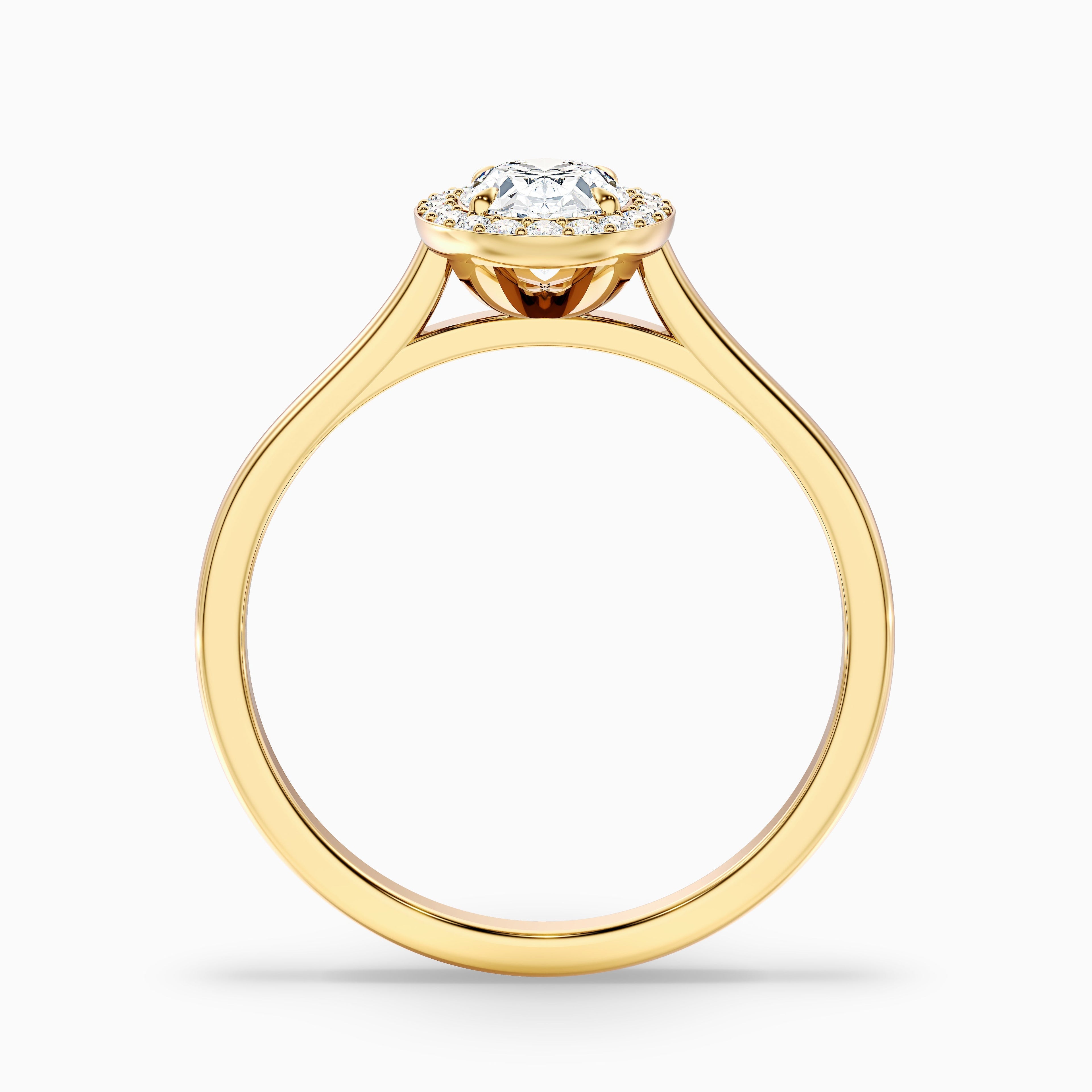 Kyra 2 Carat Oval Cut Halo Moissanite Diamond Ring in 10k Yellow Gold