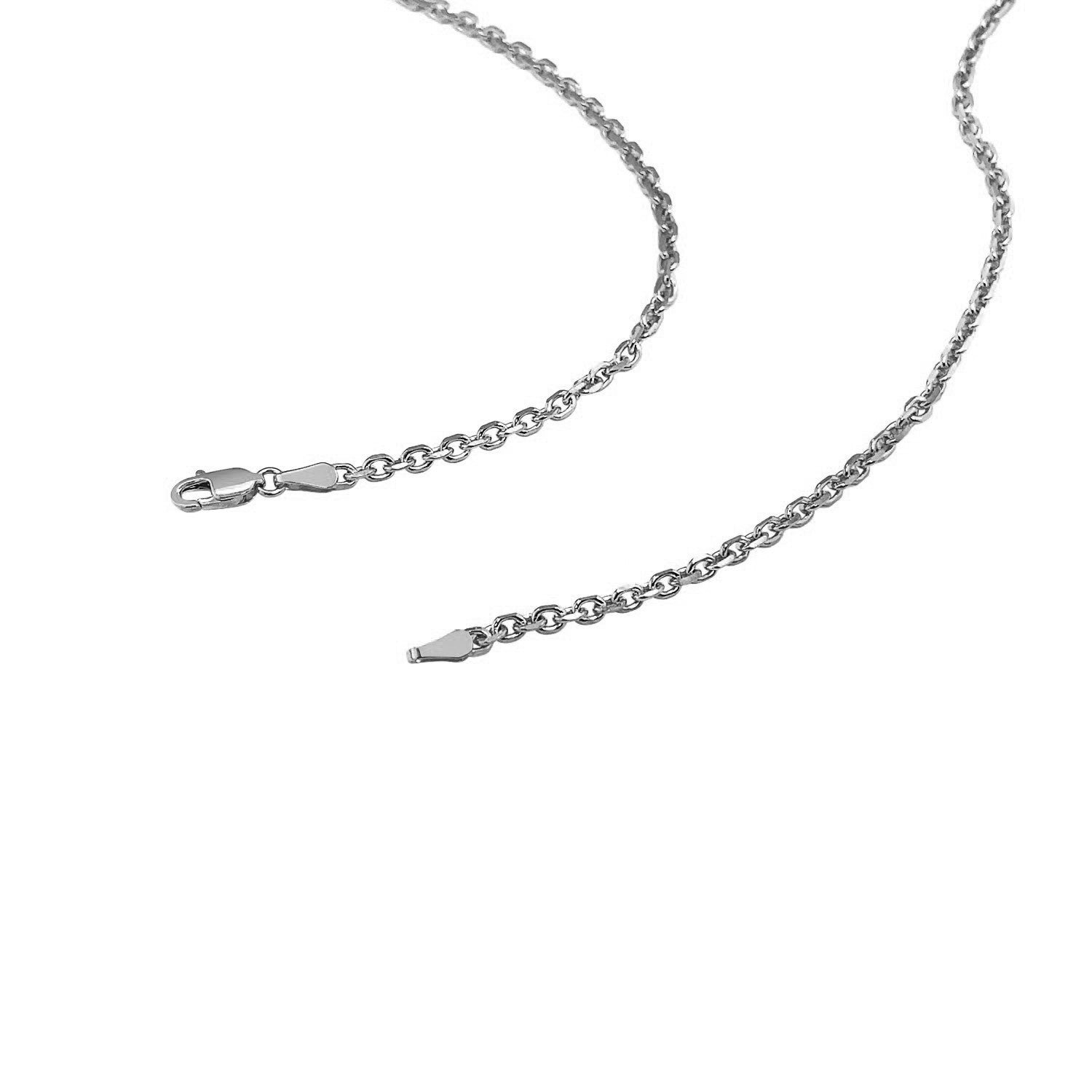 18k White Gold Diamond Cut Cable Link Chain (2.60 mm) DestGlow
