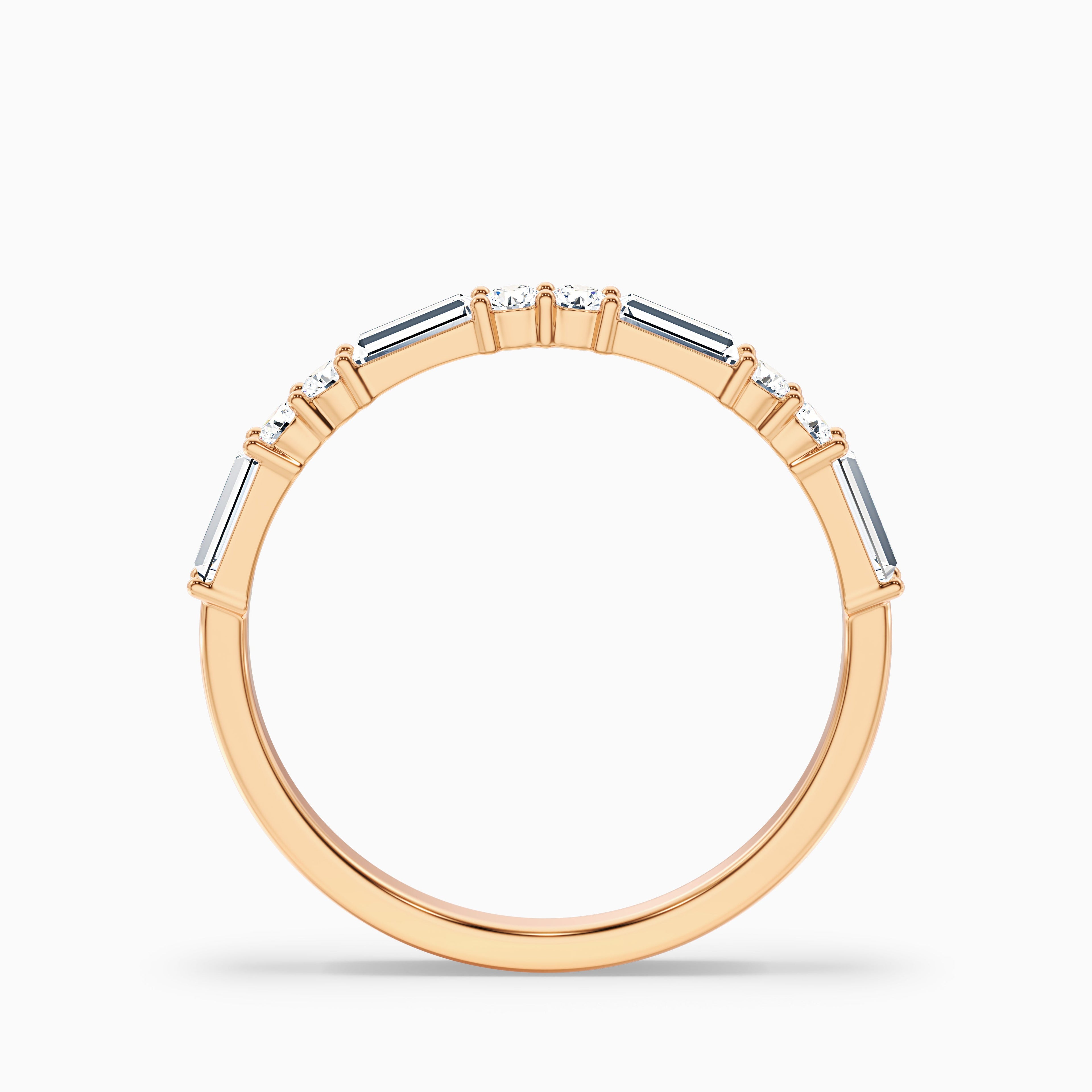 Isleen Baguette and Round Cut Half Eternity Lab Grown Diamond Wedding Band