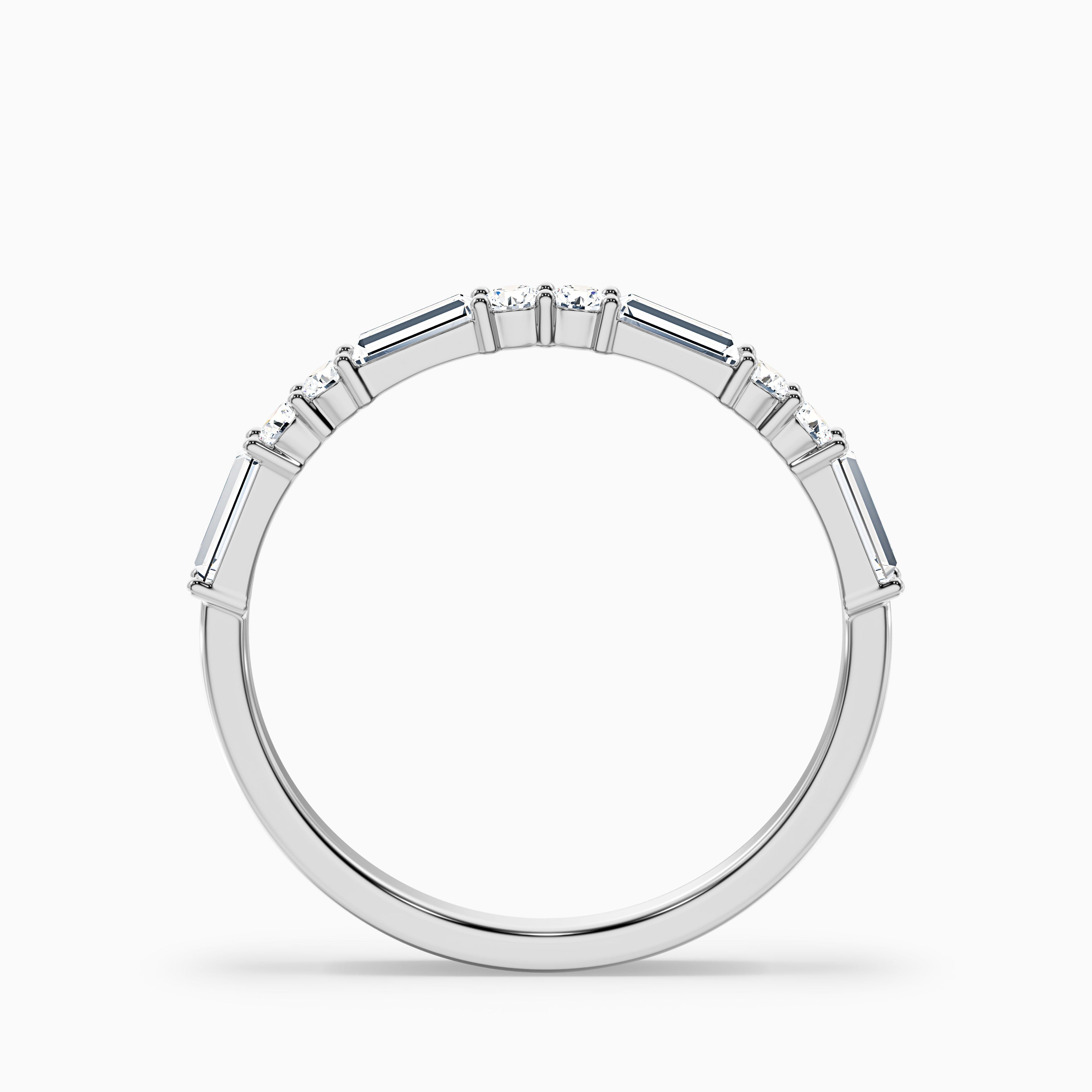 Isleen Baguette and Round Cut Half Eternity Lab Grown Diamond Wedding Band