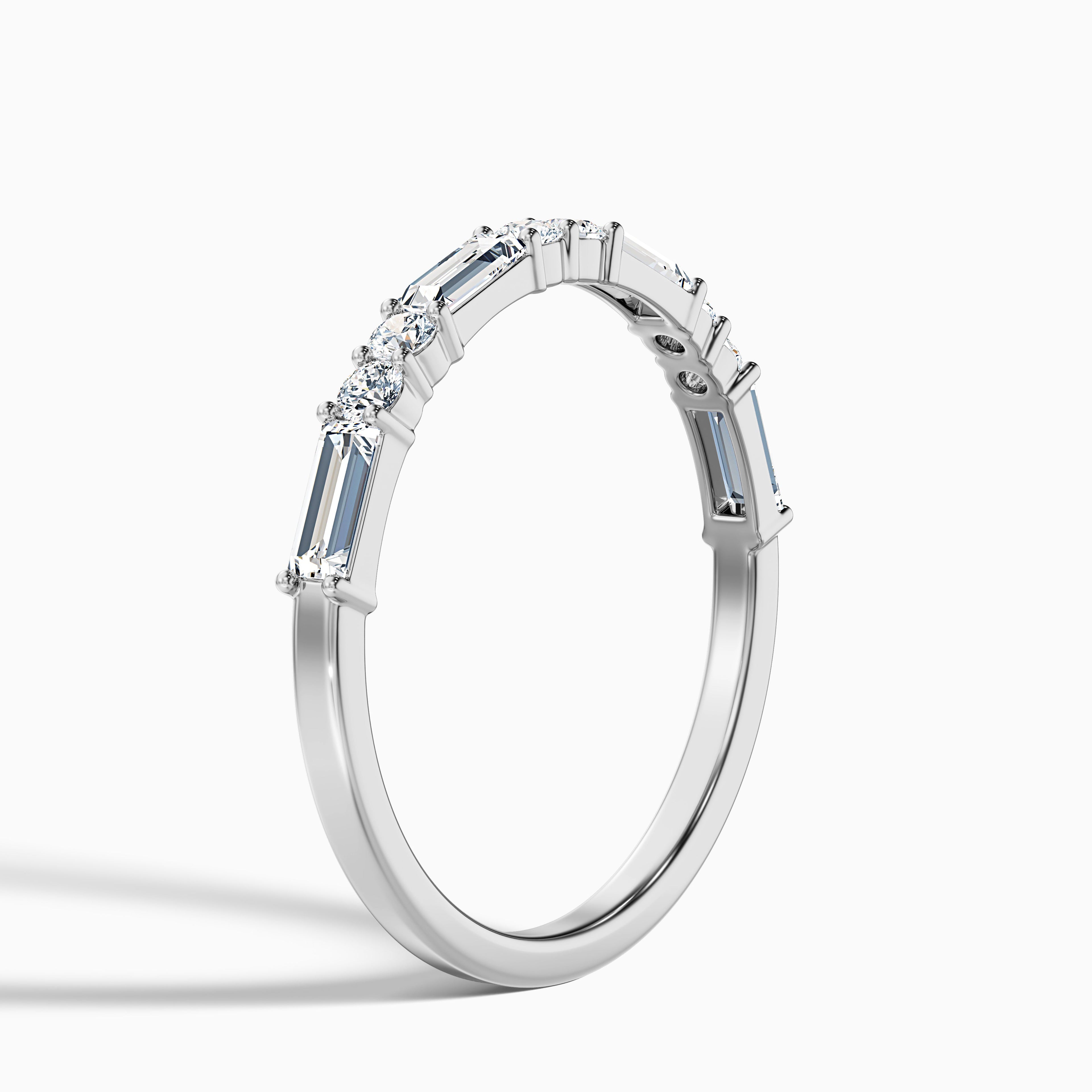 Isleen Baguette and Round Cut Half Eternity Lab Grown Diamond Wedding Band