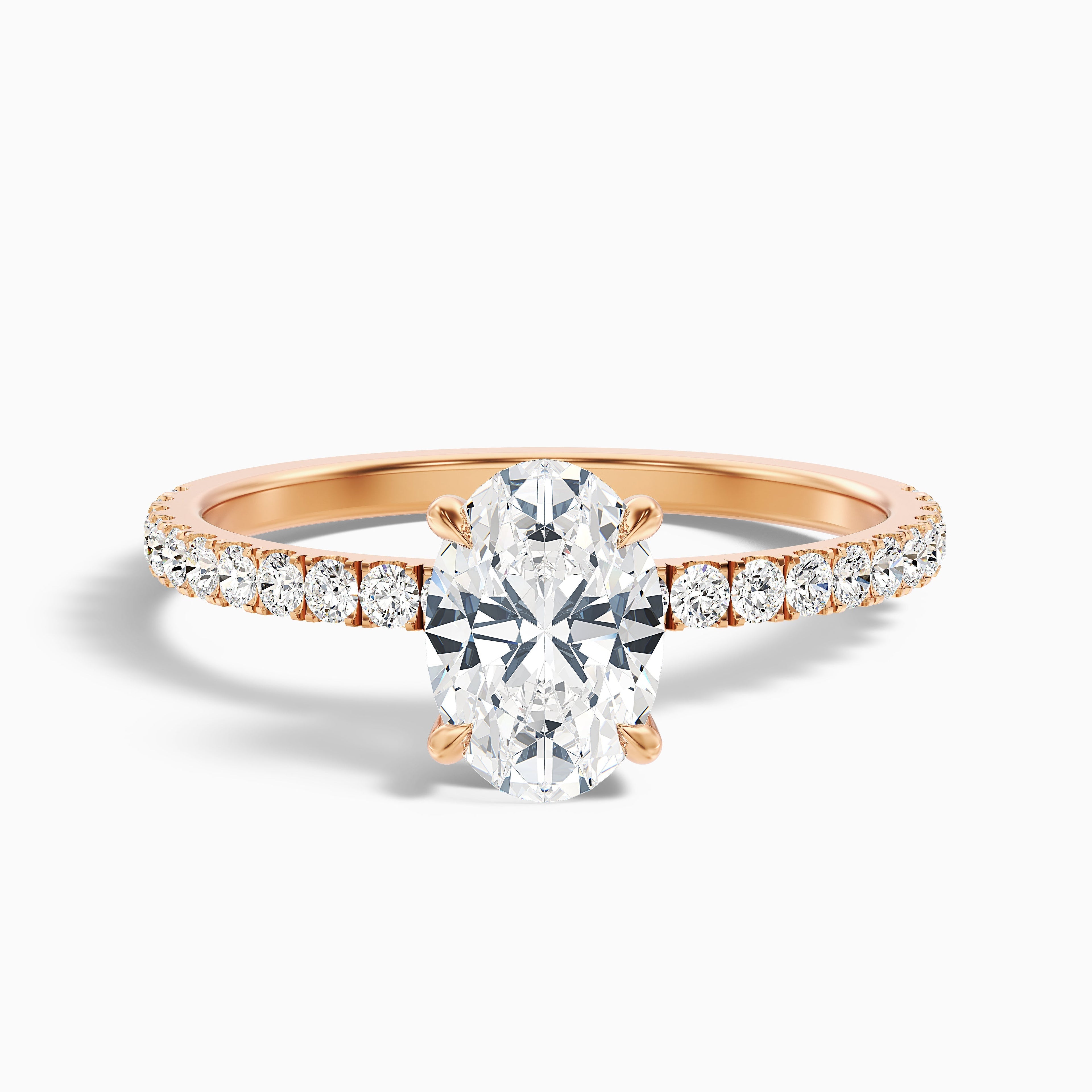 Eliza 5 Carat Oval Hidden Halo Moissanite Diamond Ring in 10k Rose Gold DestGlow