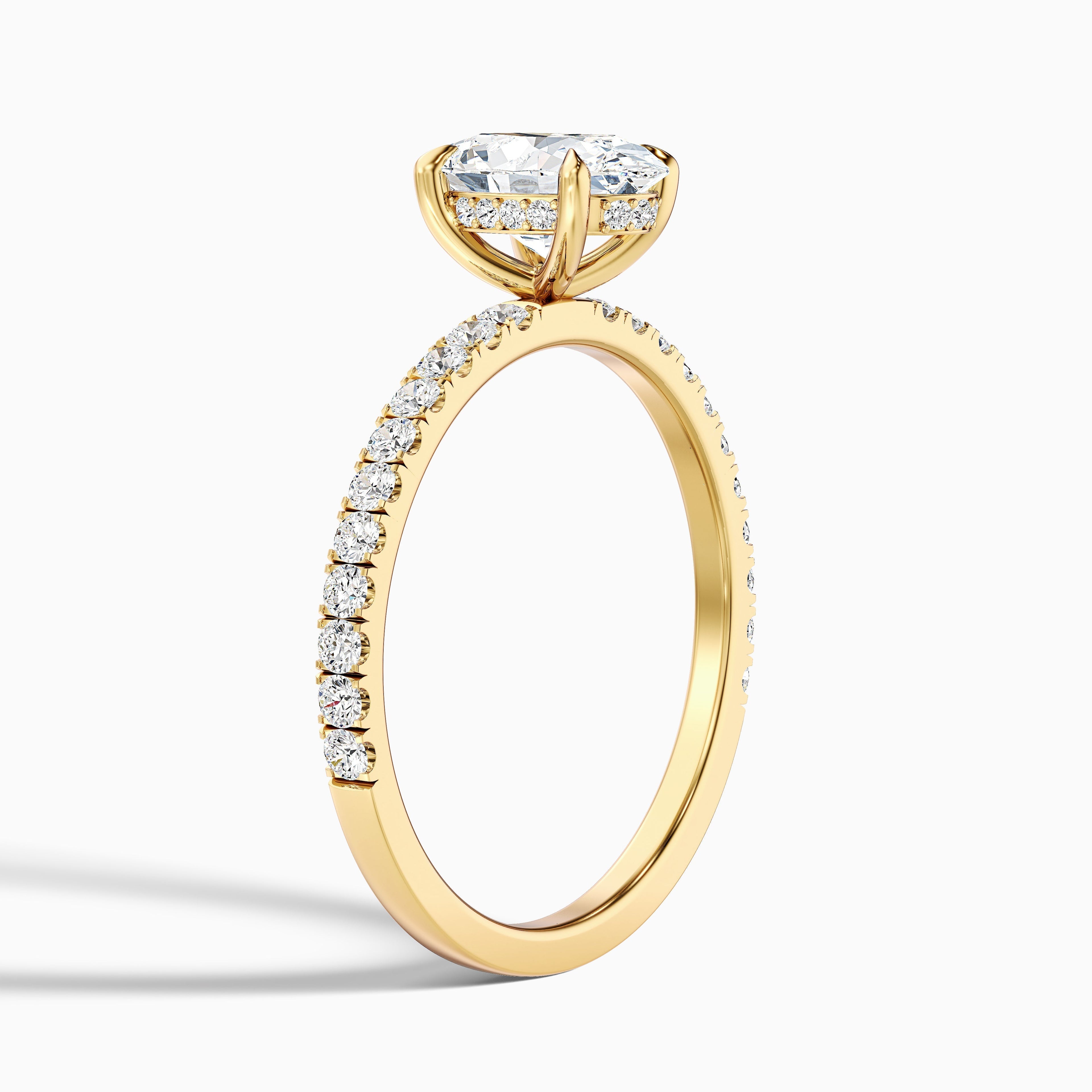 Eliza 2 Carat Oval Hidden Halo Moissanite Diamond Ring in 14k Yellow Gold