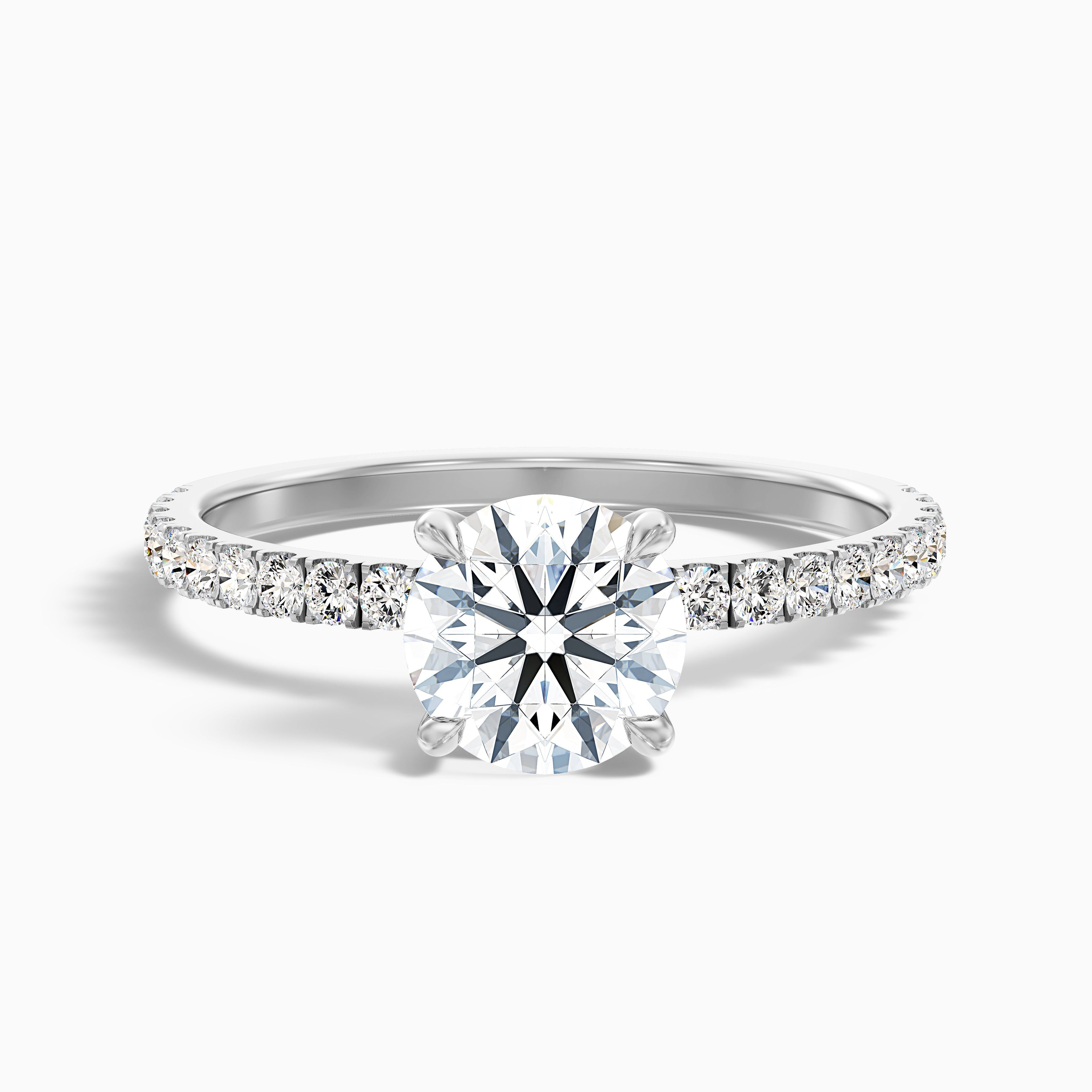 Nora 1 Carat Round Hidden Halo Pave Moissanite Diamond Ring in Platinum