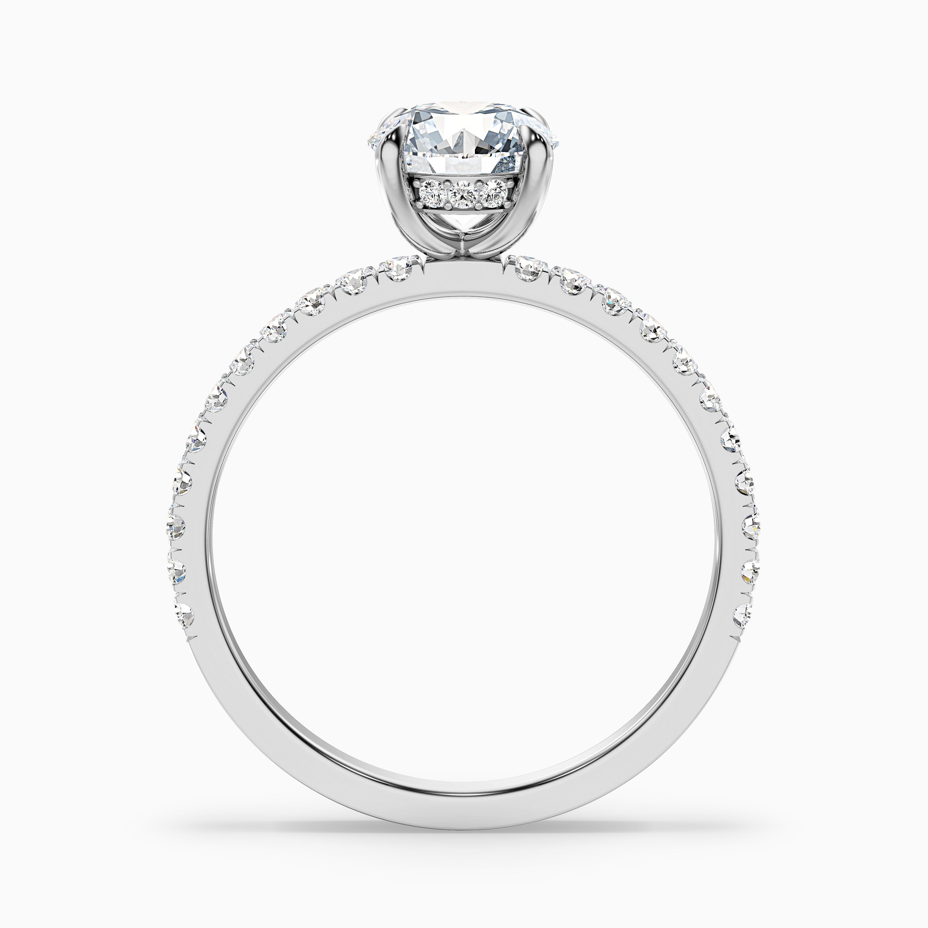 Nora 5 Carat Round Hidden Halo Pave Moissanite Diamond Ring in 10k White Gold