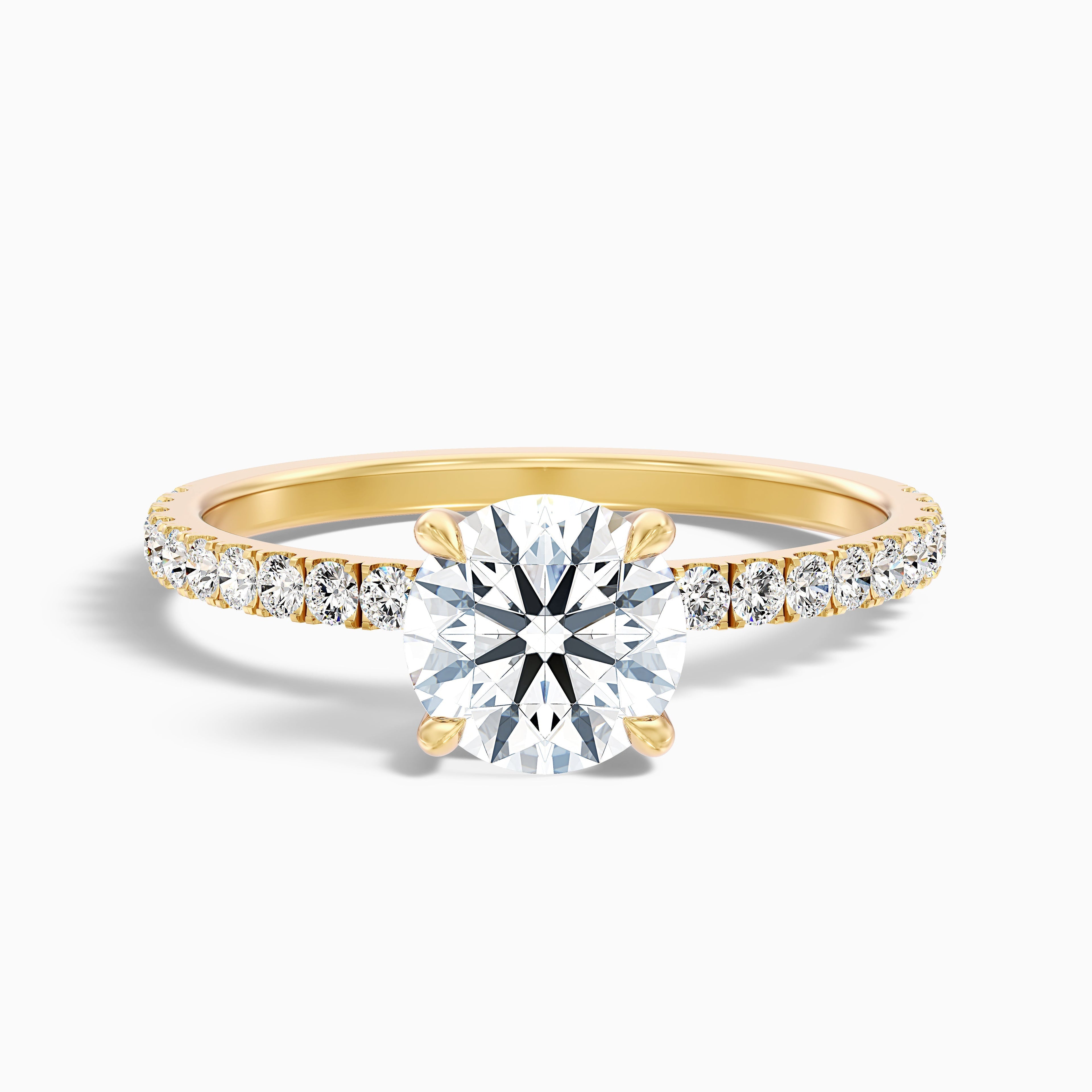 Claire 1 Carat Round Hidden Halo Pave Lab Grown Engagement Ring in 14k White Gold DestGlow