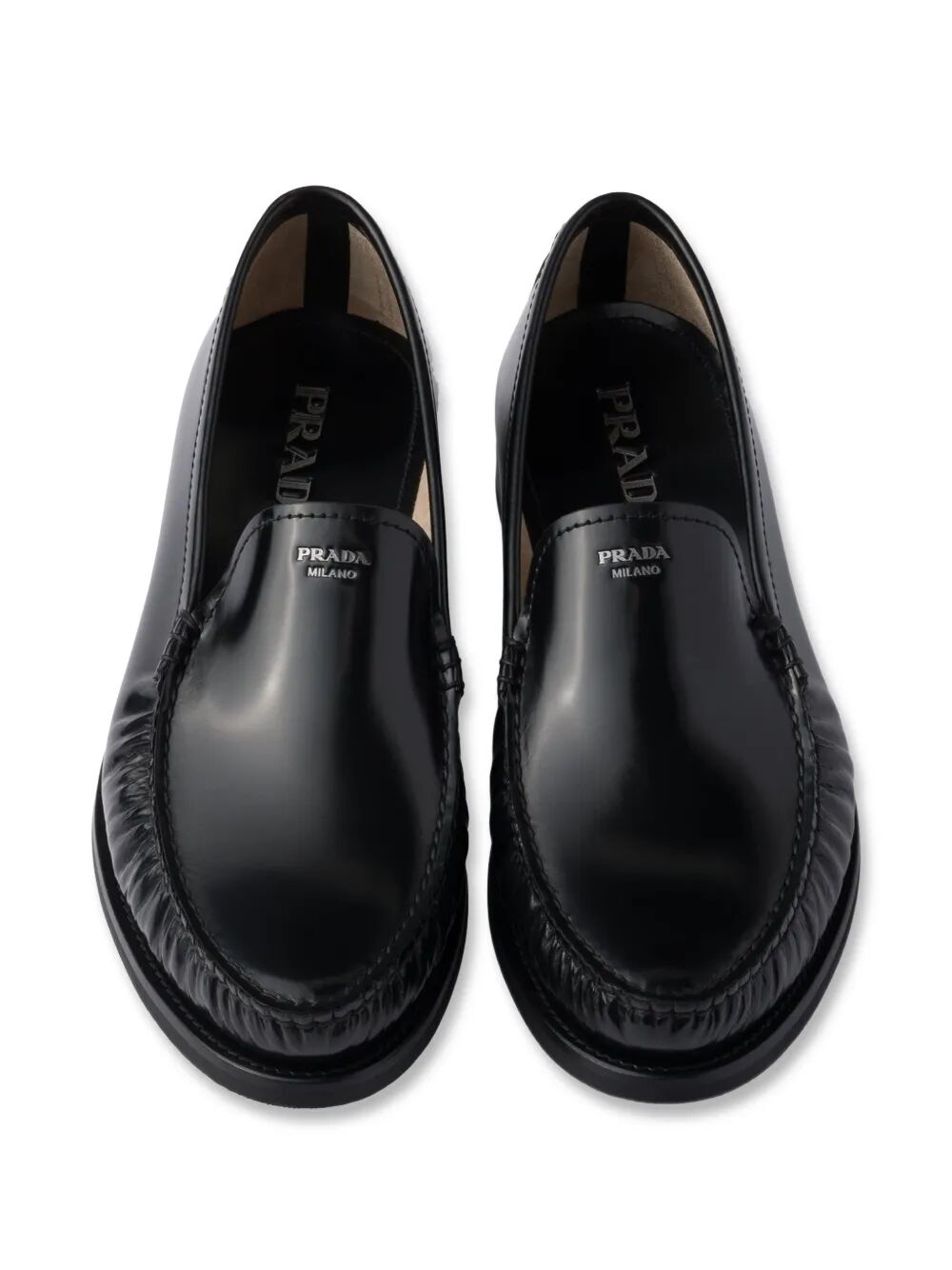 Prada Men Brushed Leather Loafers by Luosophy