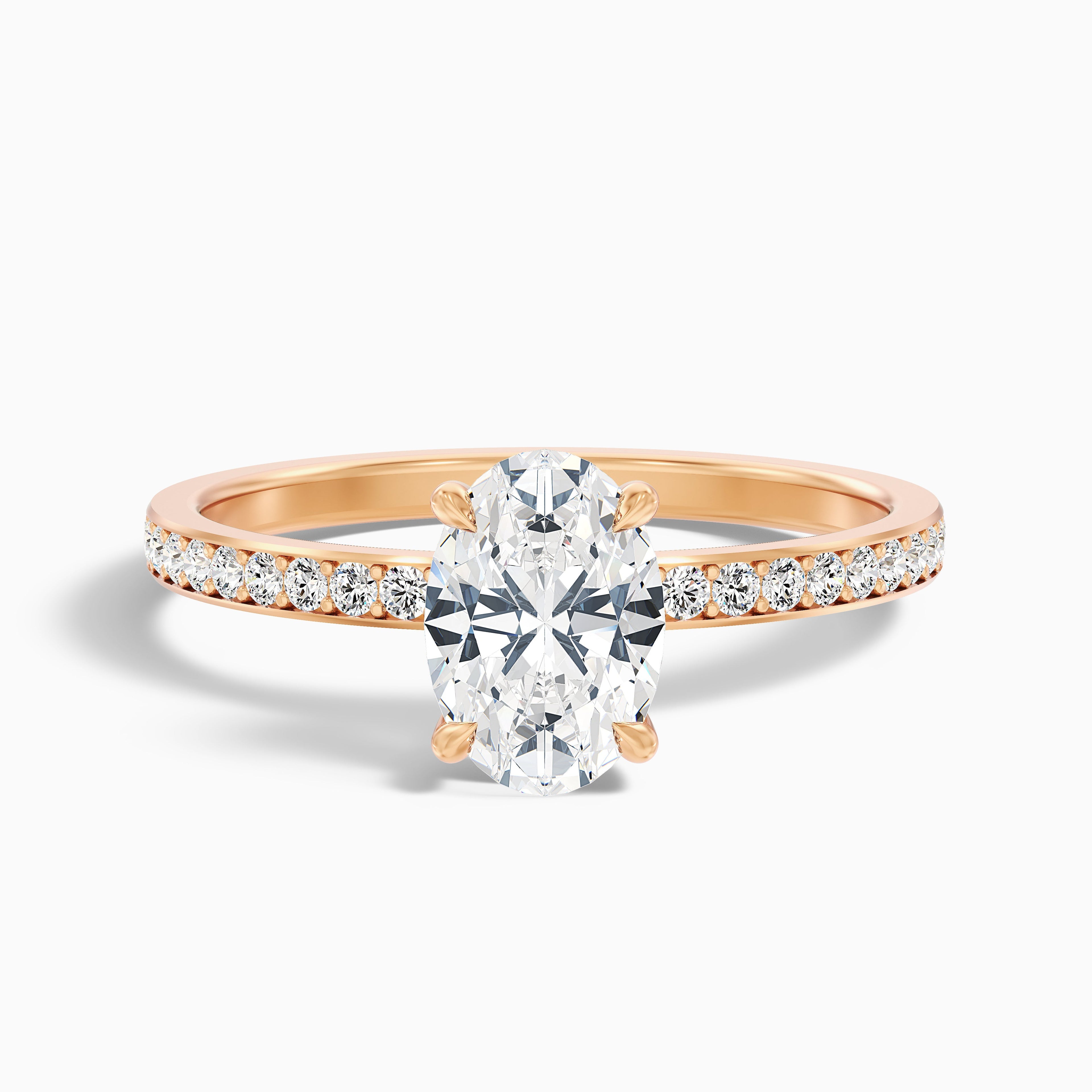 Kara 2 Carat Oval Hidden Halo Pave Moissanite Diamond Ring in Platinum DestGlow