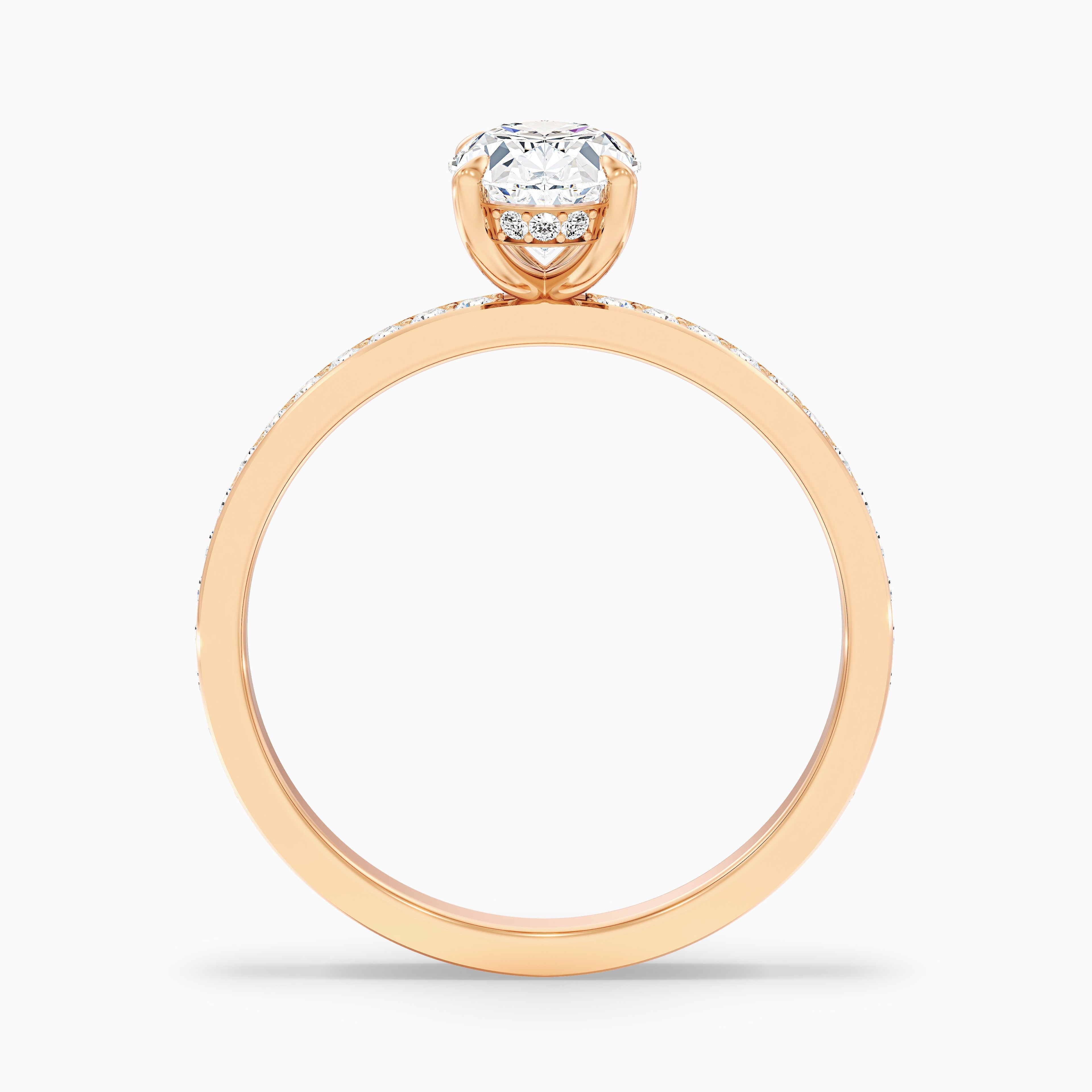 Cora 2 Carat Oval Hidden Halo Pave Lab Grown Engagement Ring in 10k White Gold