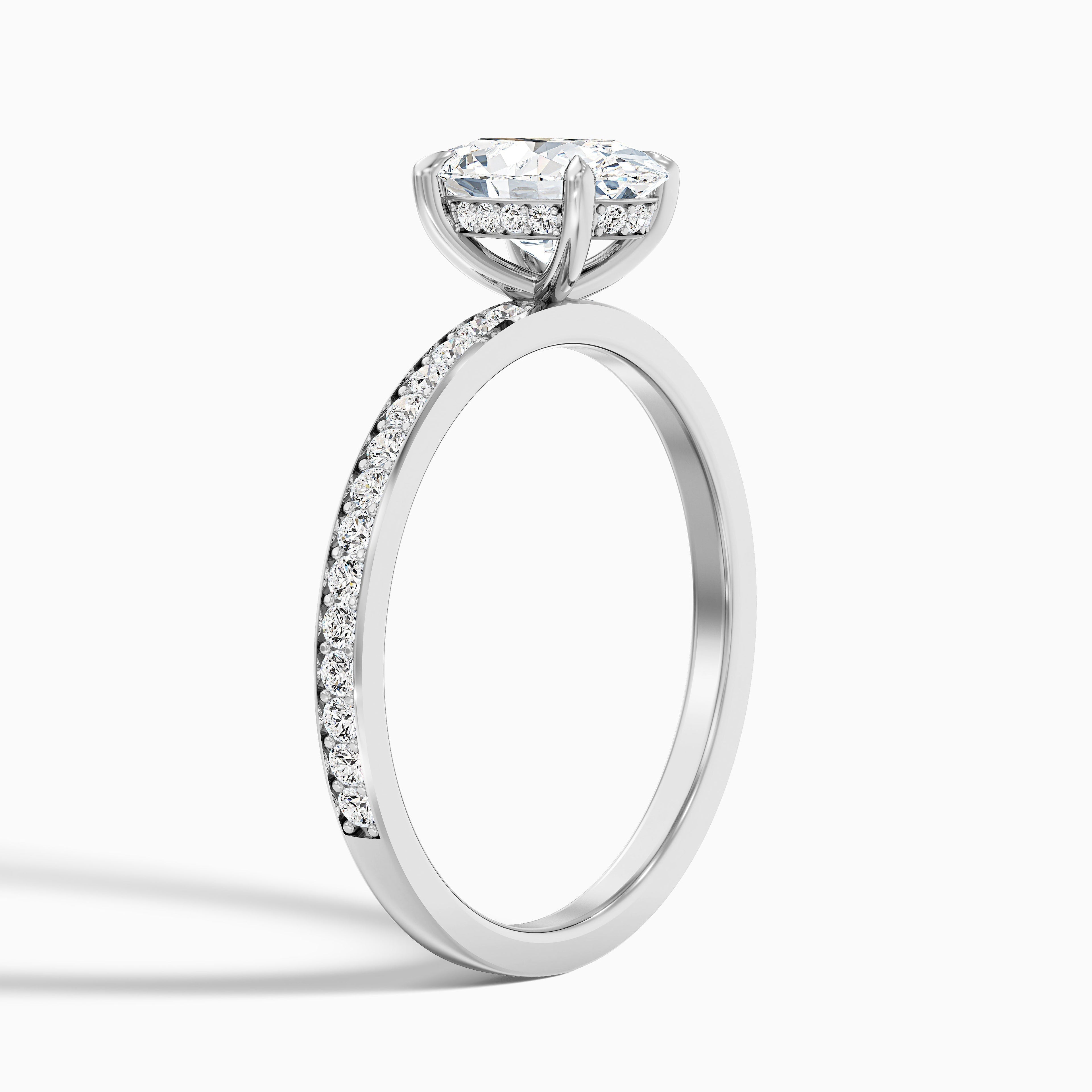 Kara 4 Carat Oval Hidden Halo Pave Moissanite Diamond Ring in 14k Rose Gold