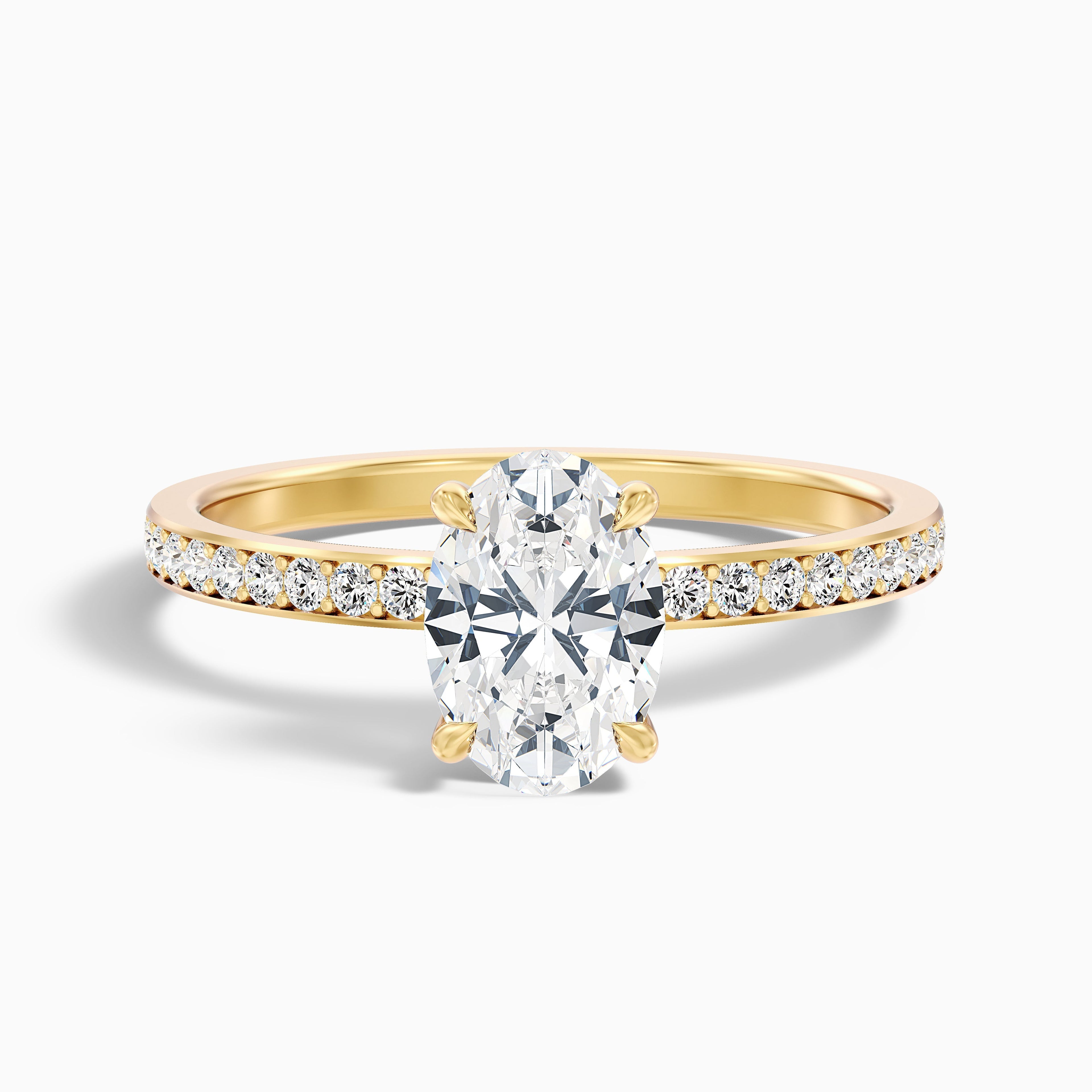 Kara 5.5 Carat Oval Hidden Halo Pave Moissanite Diamond Ring in 14k Rose Gold