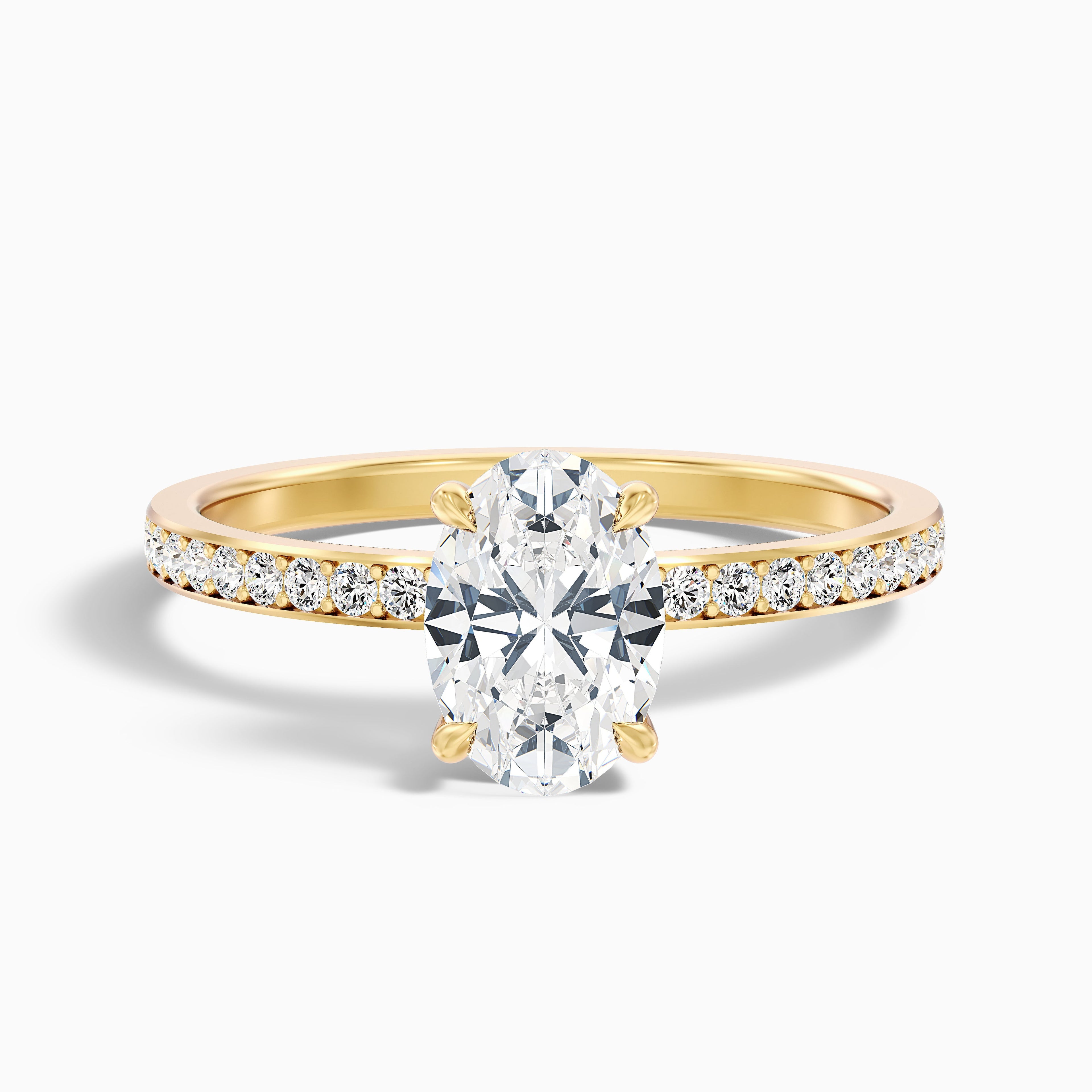 Cora 2 Carat Oval Hidden Halo Pave Lab Grown Engagement Ring in 10k Rose Gold DestGlow