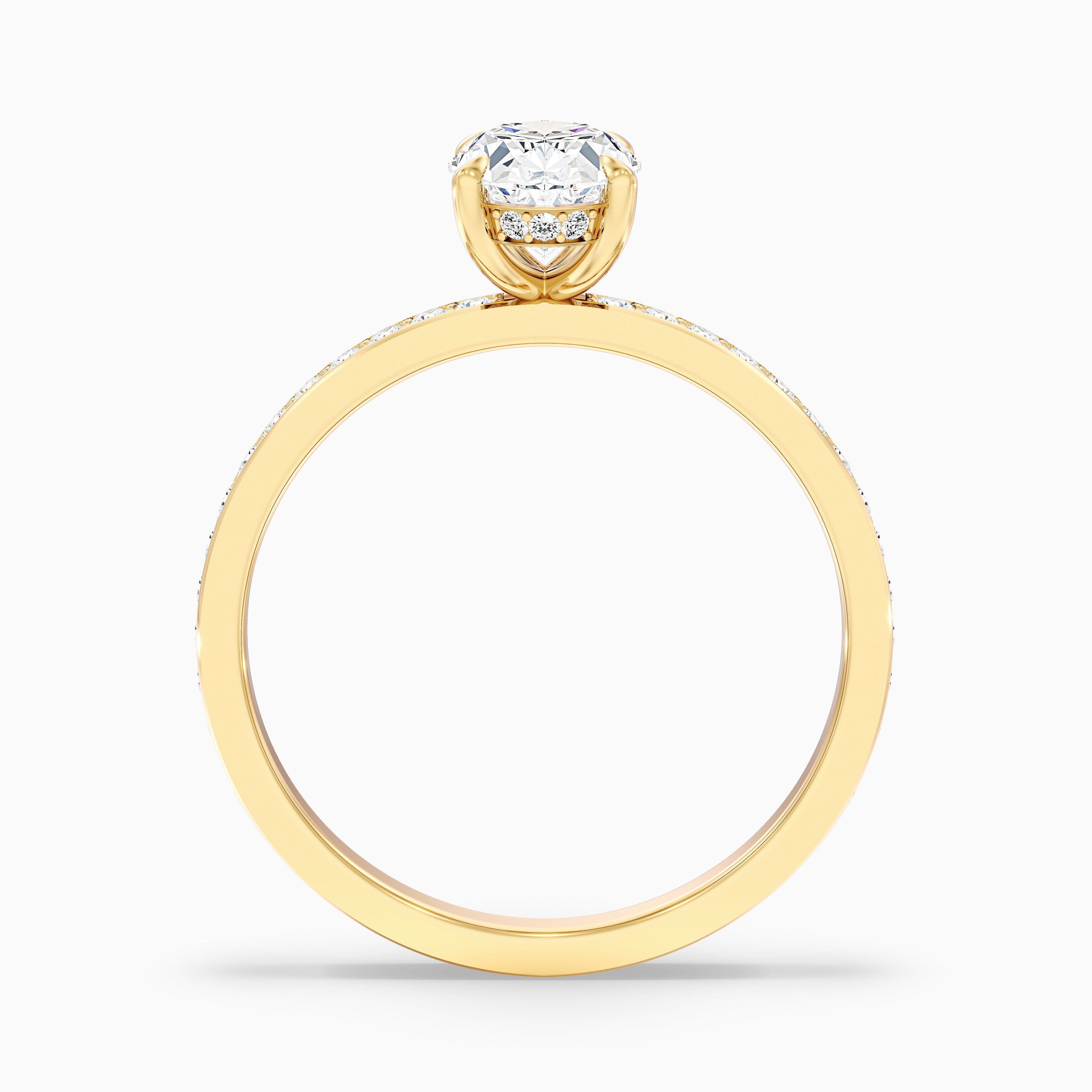 Cora 1 Carat Oval Hidden Halo Pave Lab Grown Engagement Ring in 14k Rose Gold DestGlow