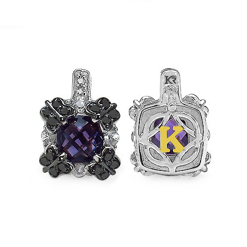 2.67 Carat Genuine Amethyst White Sapphire & Black Diamond .925 Sterling Silver Earrings by Bids.com
