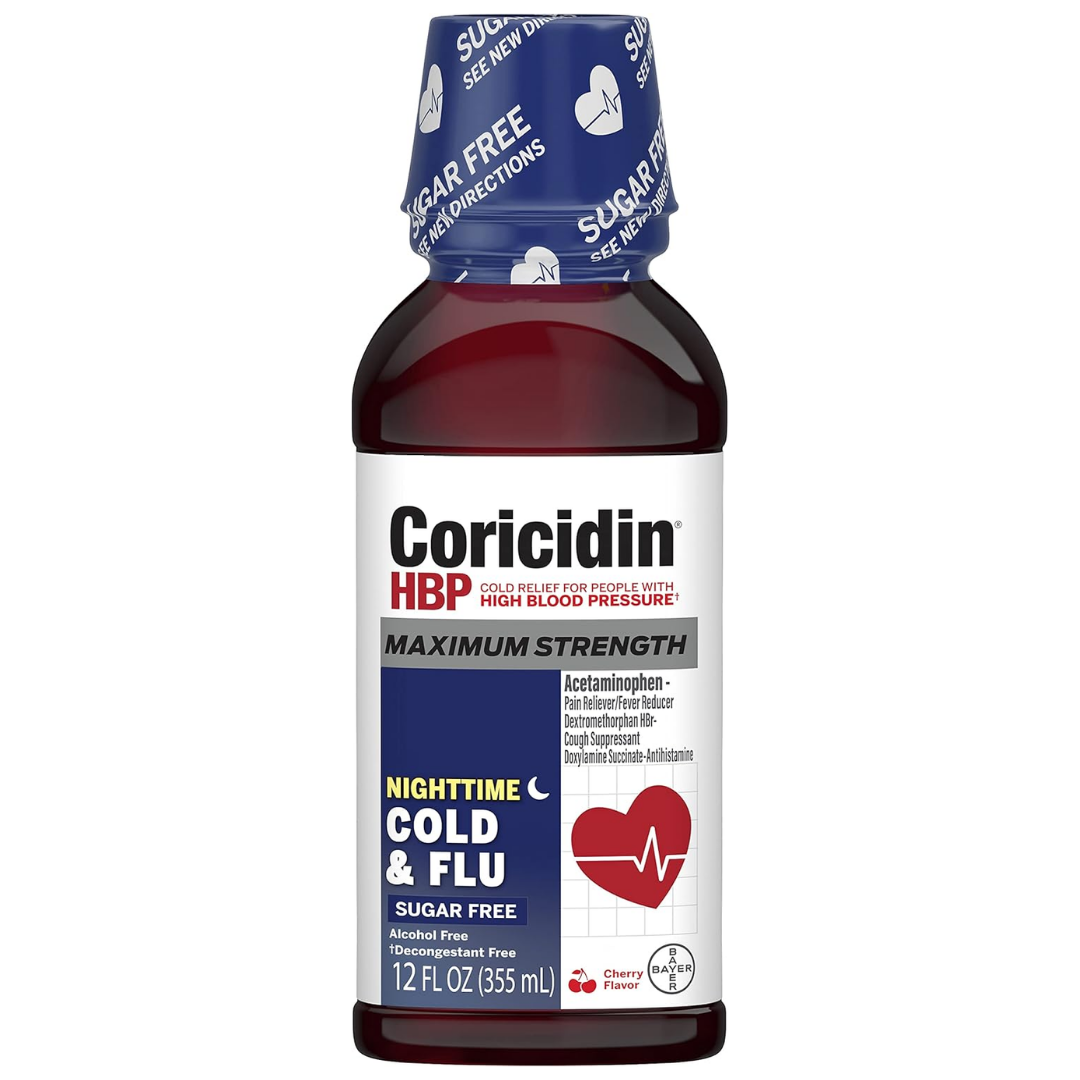 Coricidin HBP Nighttime Cold & Flu Relief Liquid (12oz) by Farmacias Savia