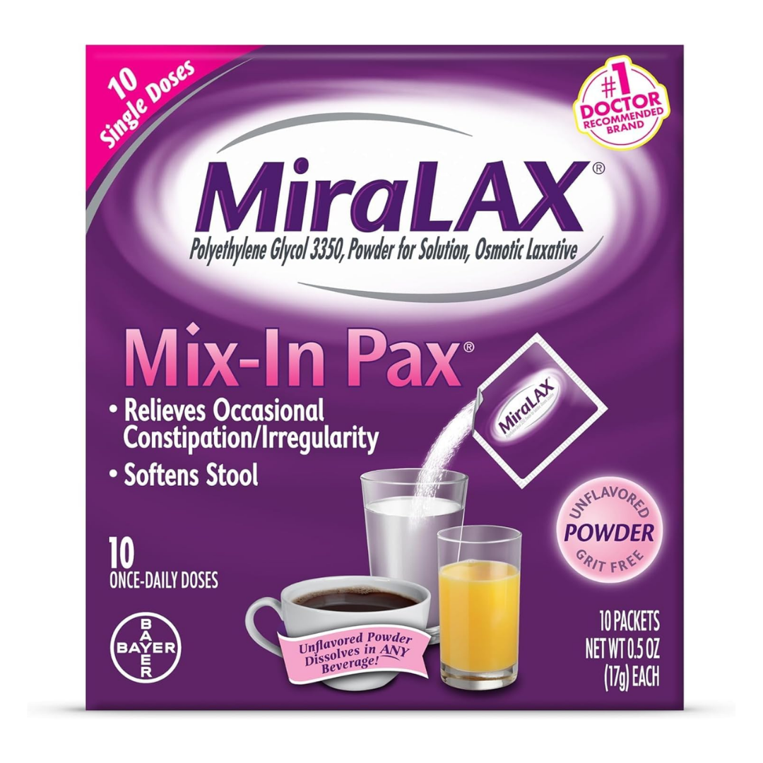 MiraLAX Laxative Powder Packets Polyethylene Glycol 3350 (10 x 17g) DestGlow