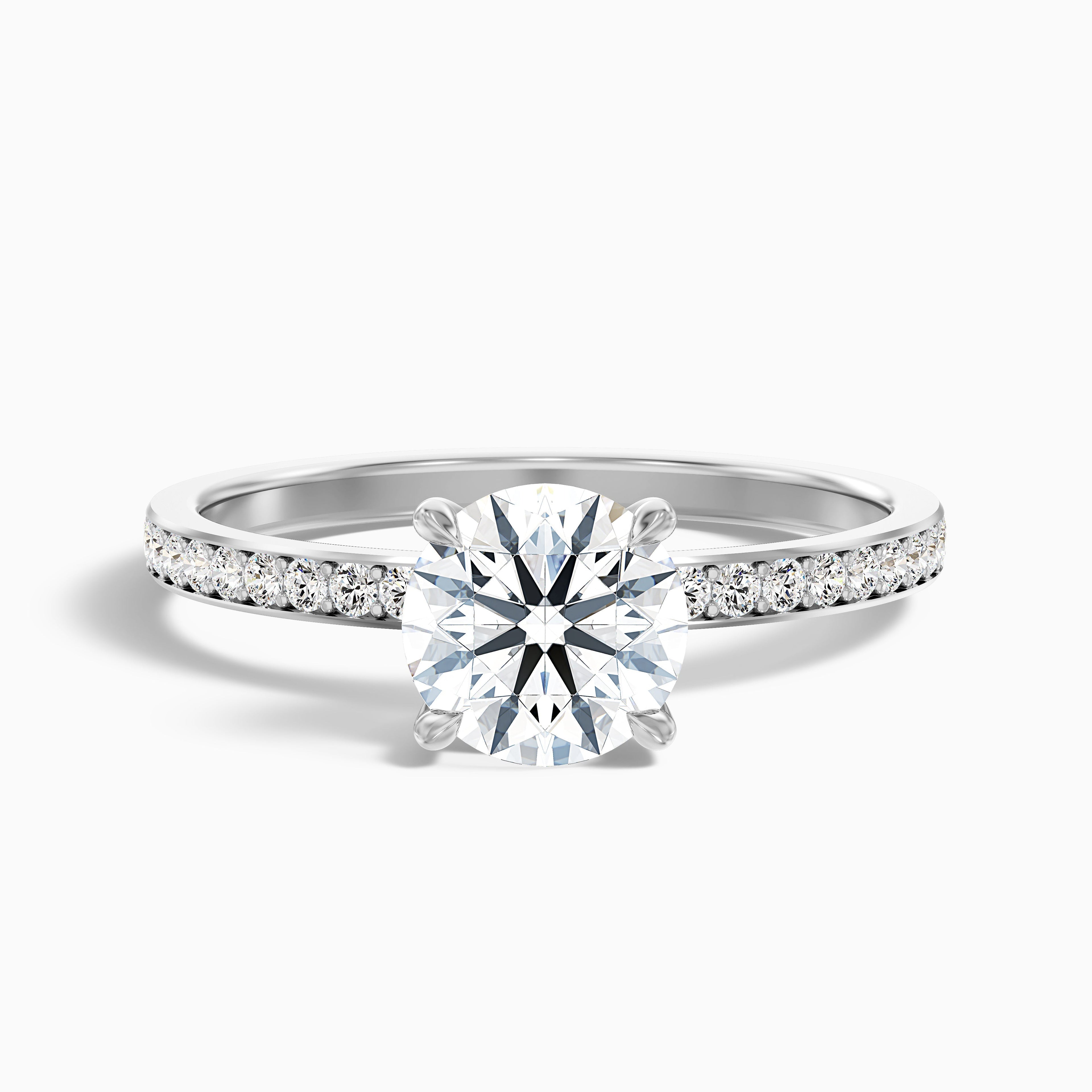 Cris 1.5 Carat Round Hidden Halo Pave Lab Grown Engagement Ring in 10k White Gold