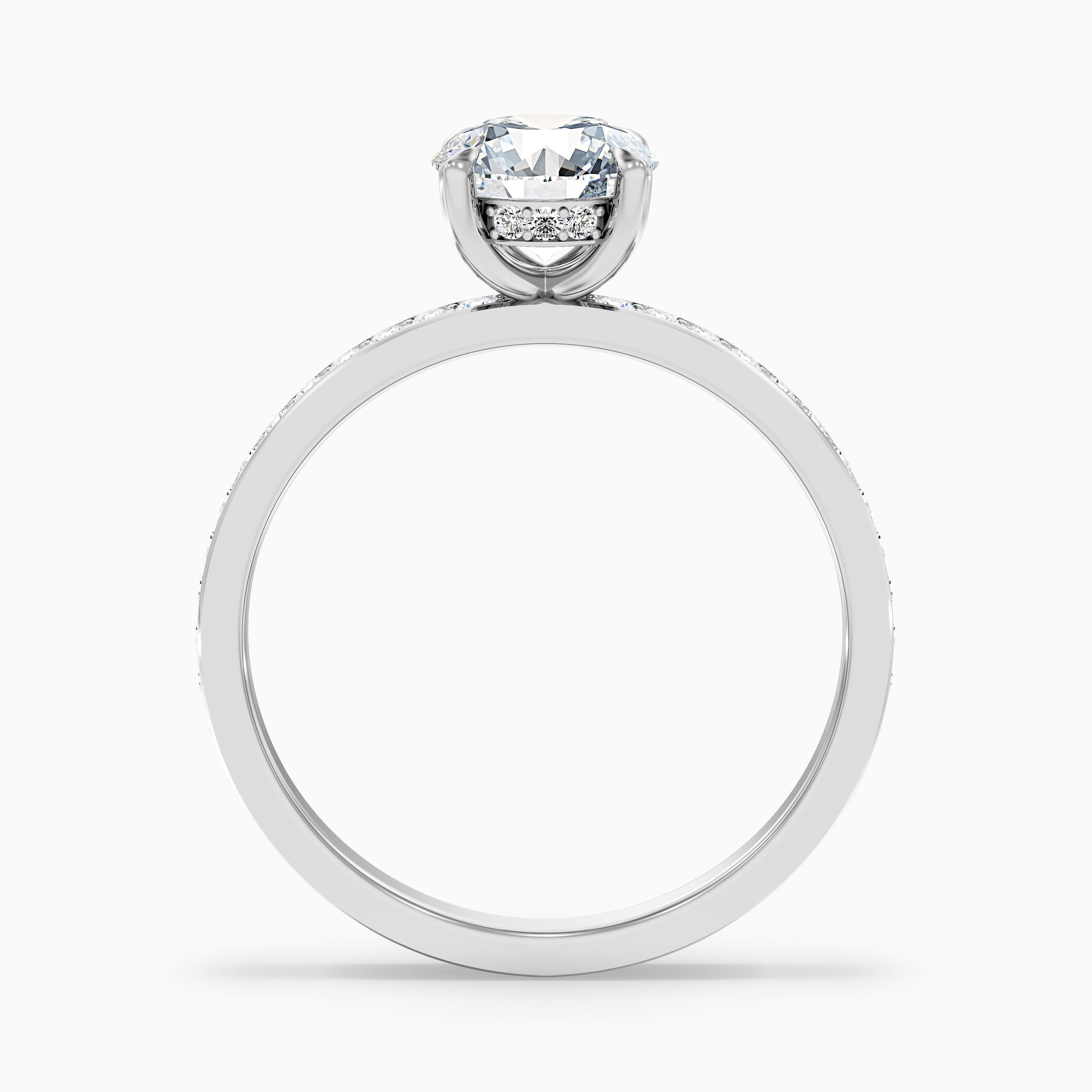 Julia 4 Carat Round Hidden Halo Pave Moissanite Diamond Ring in 925 Sterling Silver