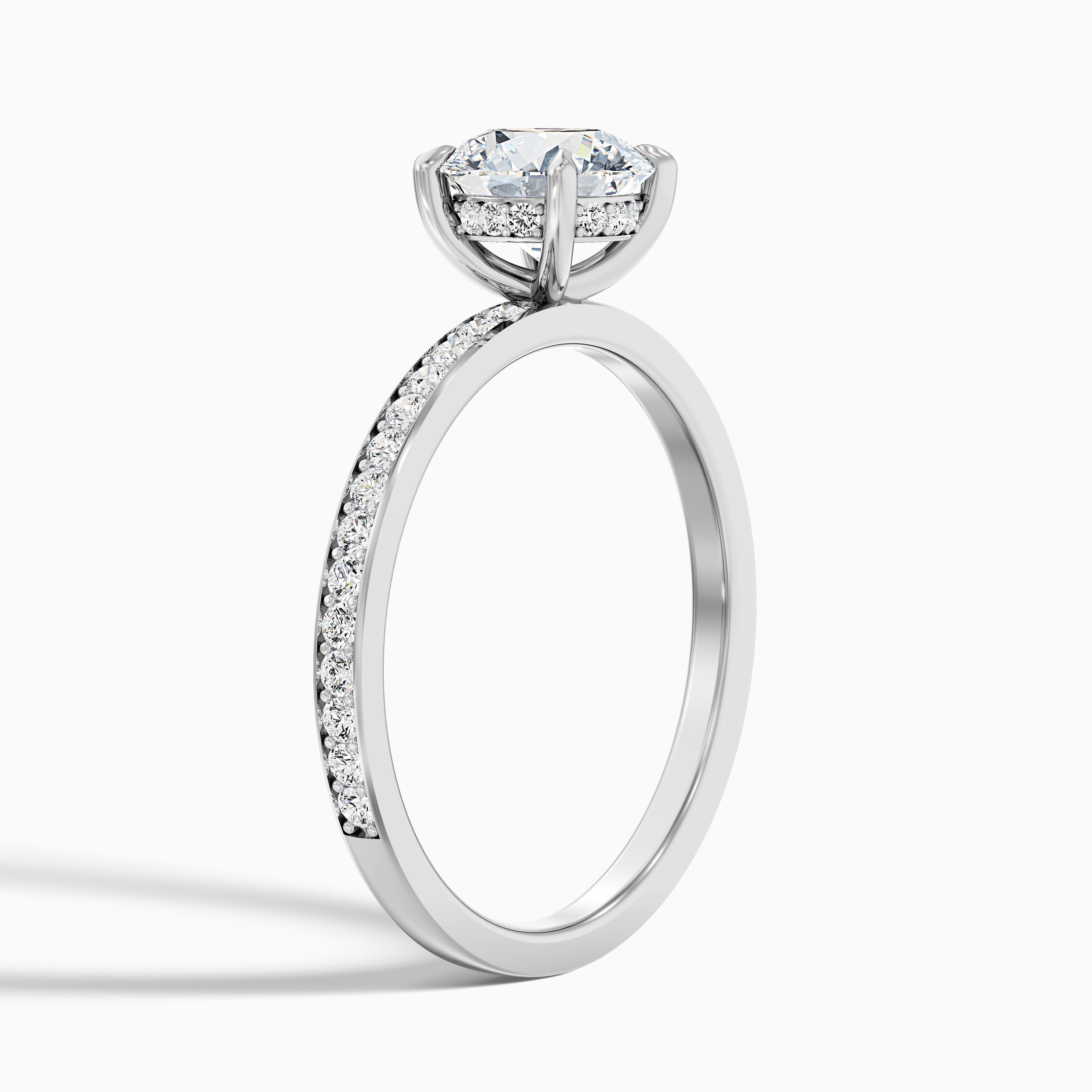 Juli 7 Carat Round Hidden Halo Pave Moissanite Diamond Ring in Platinum