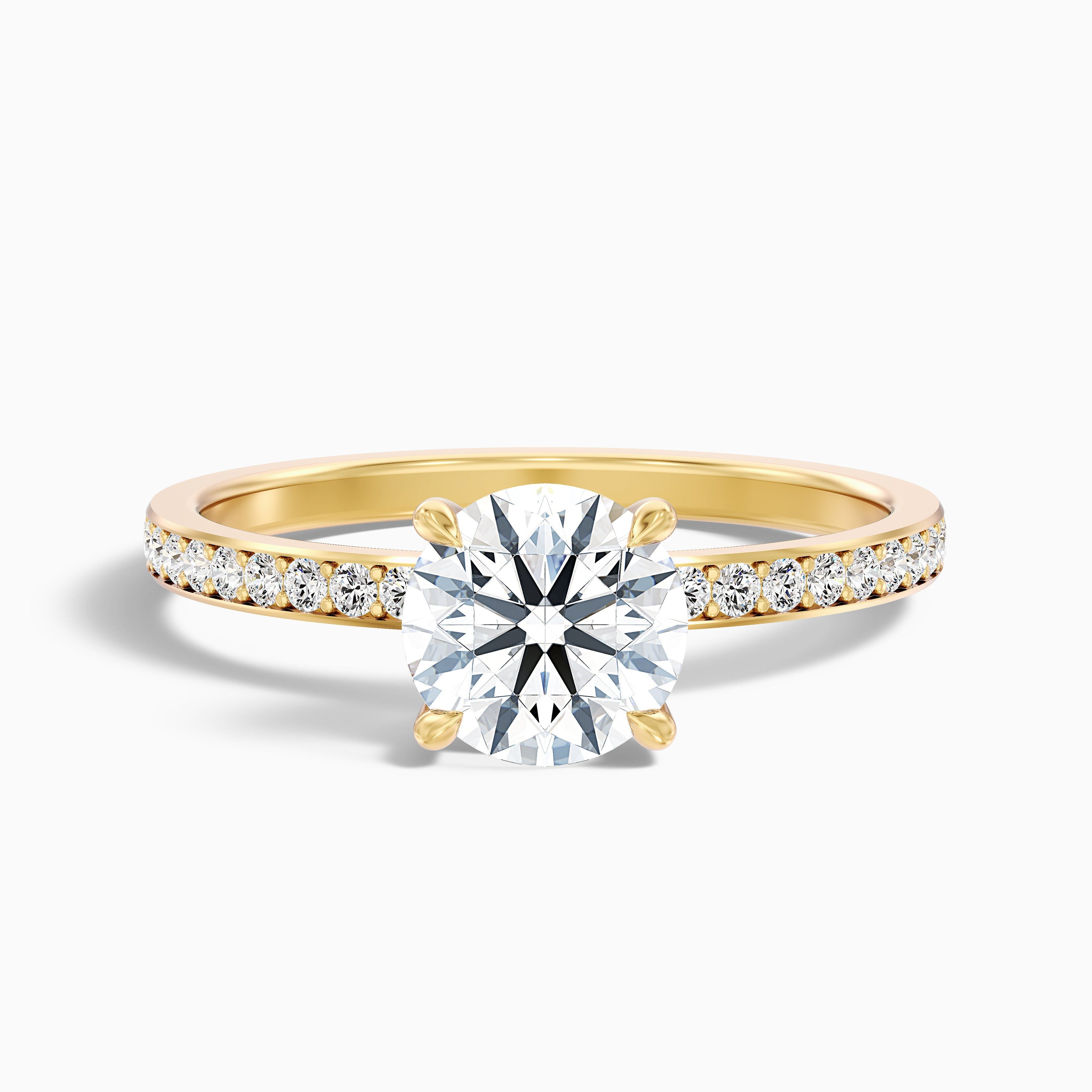 Julia 4 Carat Round Hidden Halo Pave Moissanite Diamond Ring in Platinum DestGlow