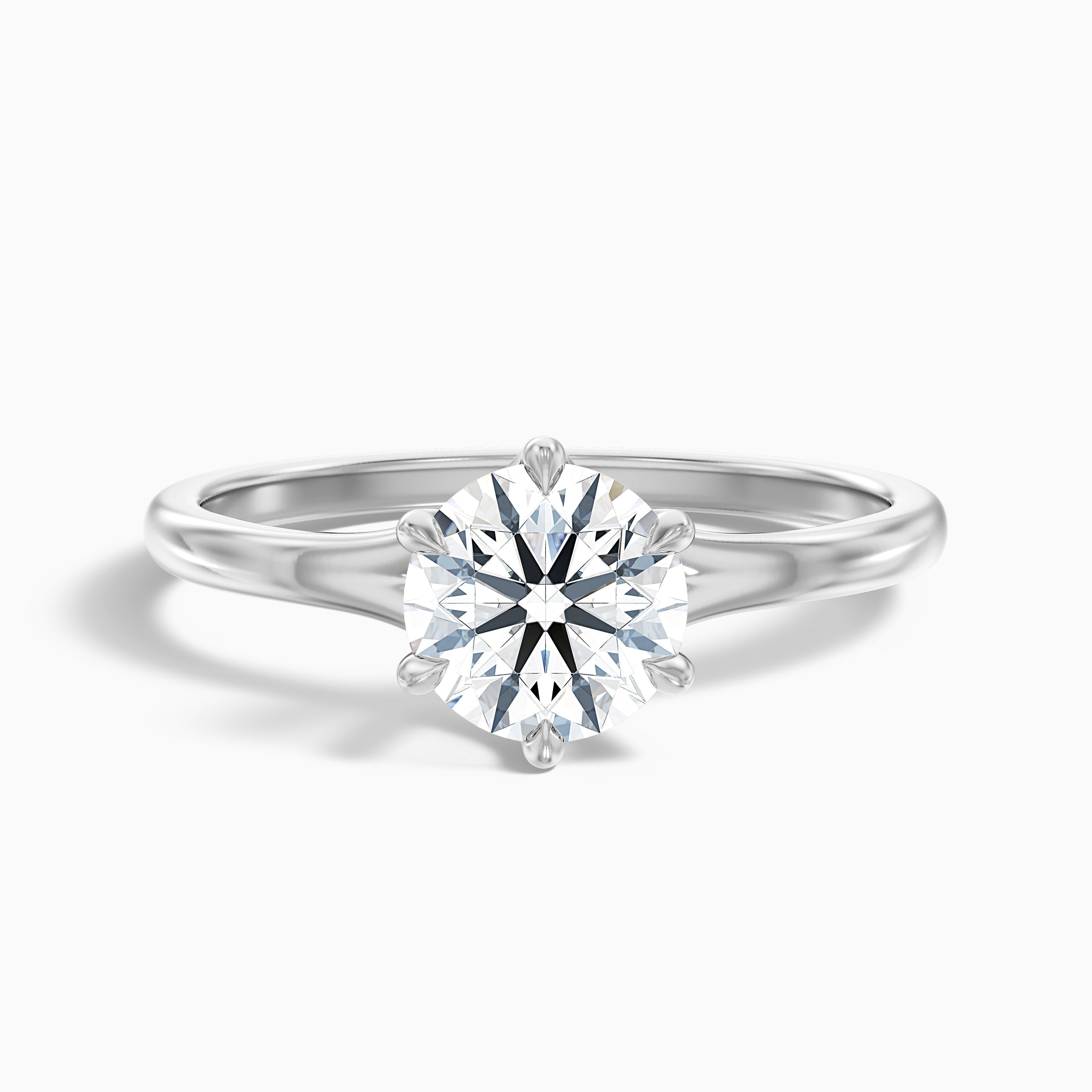 June 1.5 Carat Round Solitaire Moissanite Diamond Ring in 18k White Gold DestGlow