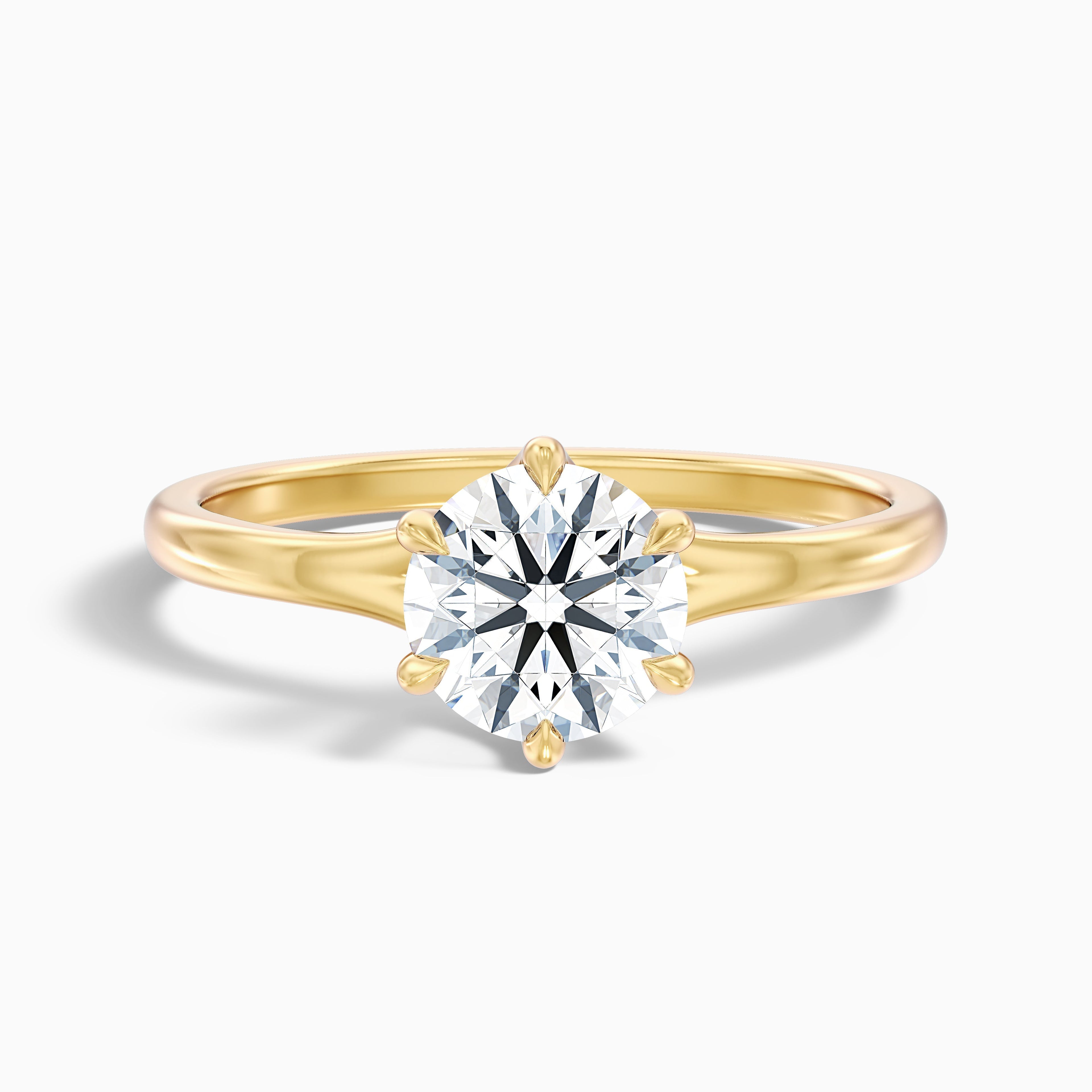 June 1 Carat Round Solitaire Moissanite Diamond Ring in 14k Rose Gold