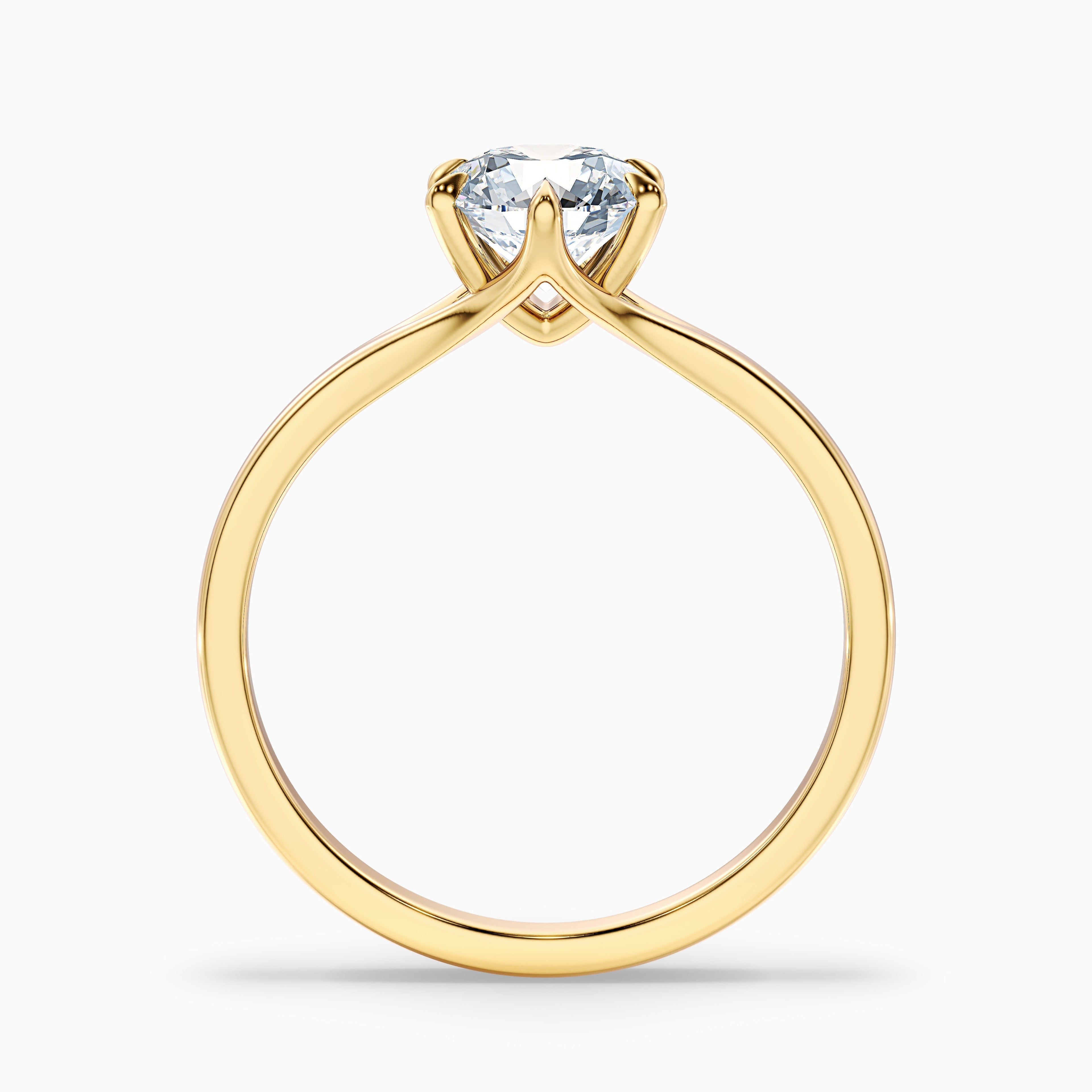 June 2.5 Carat Round Solitaire Moissanite Diamond Ring in 18k Yellow Gold