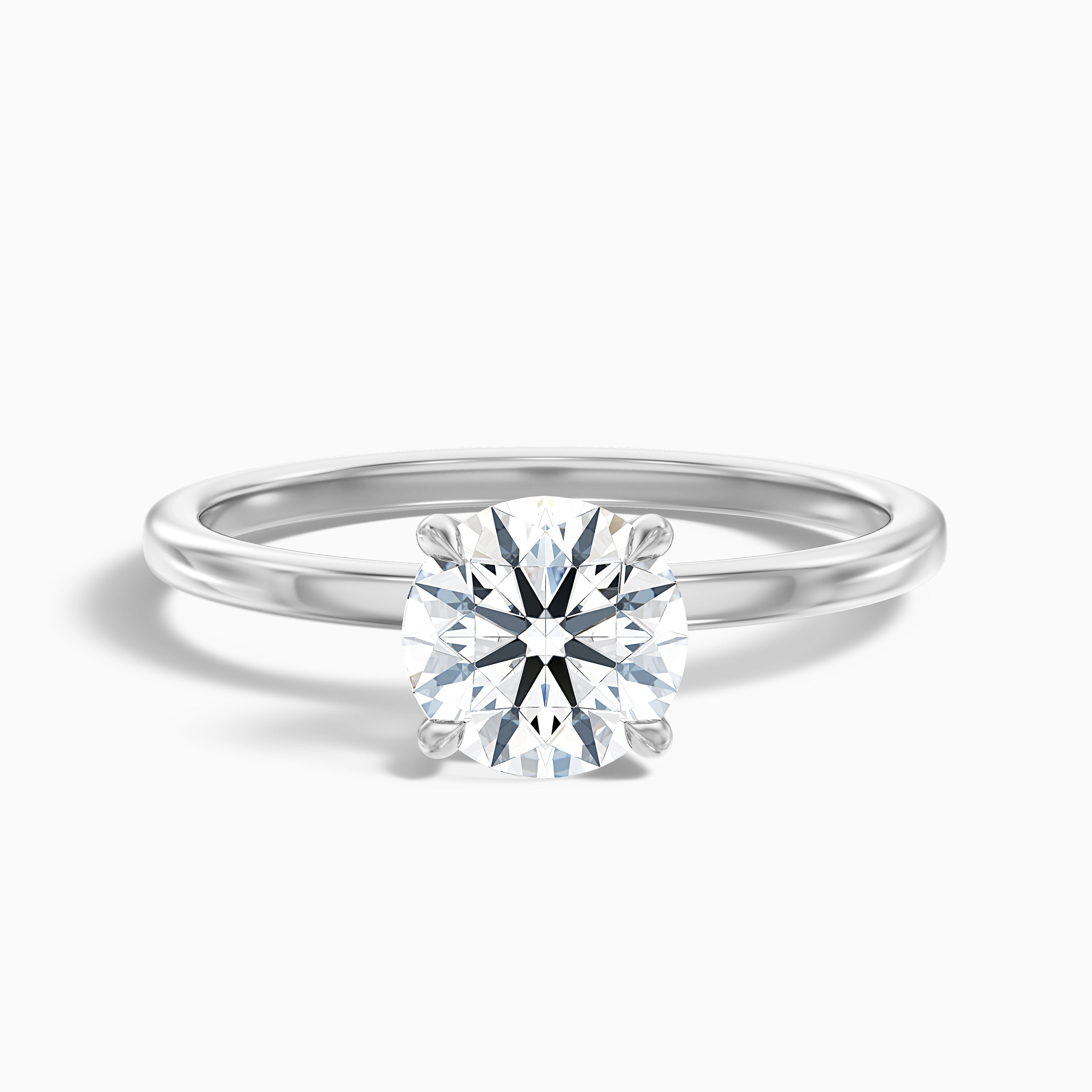 Jany 3.5 Carat Round Cut Solitaire Moissanite Diamond Ring in 14k White Gold