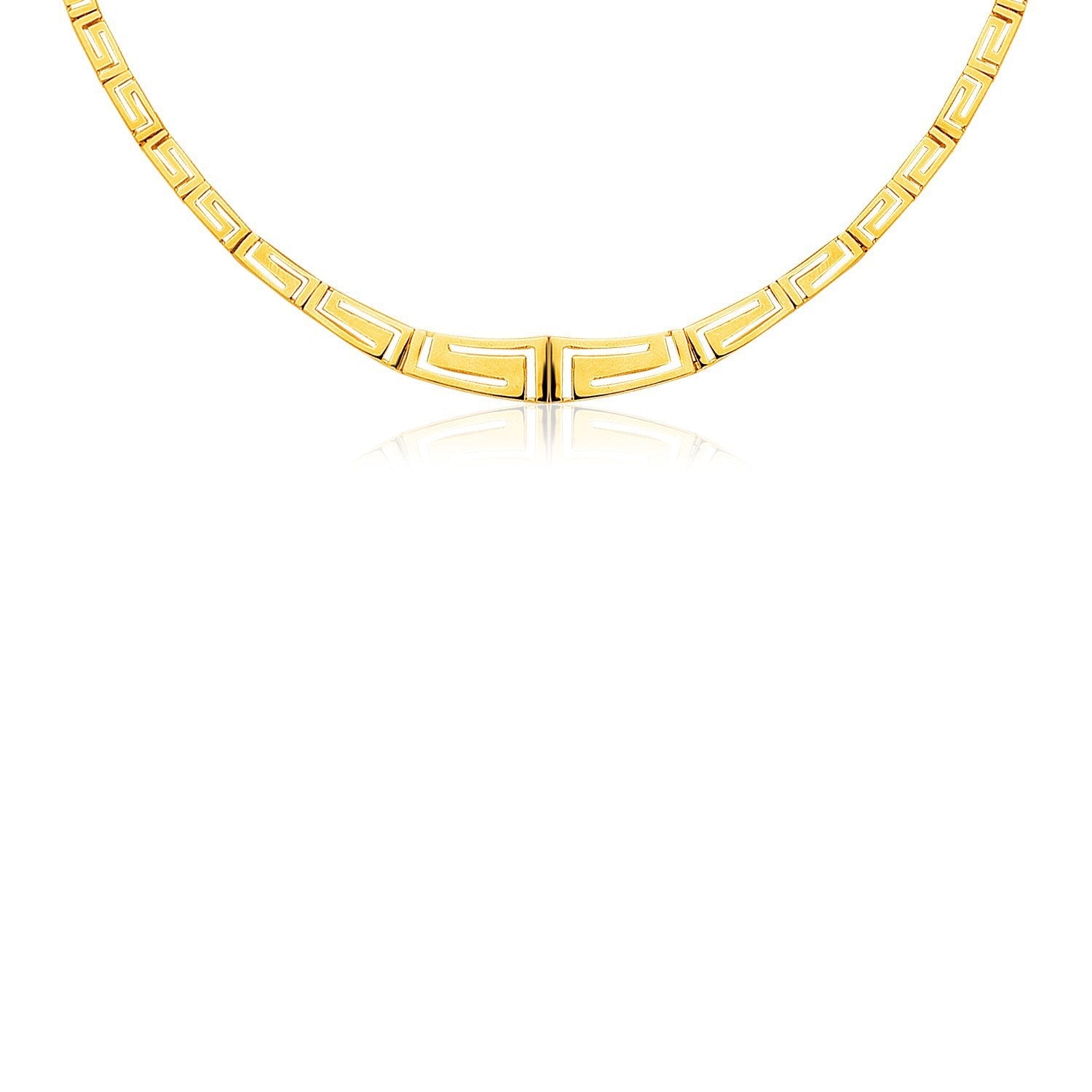 14K Yellow Gold Necklace with Graduated Greek Meander Motif Links by Bids.com
