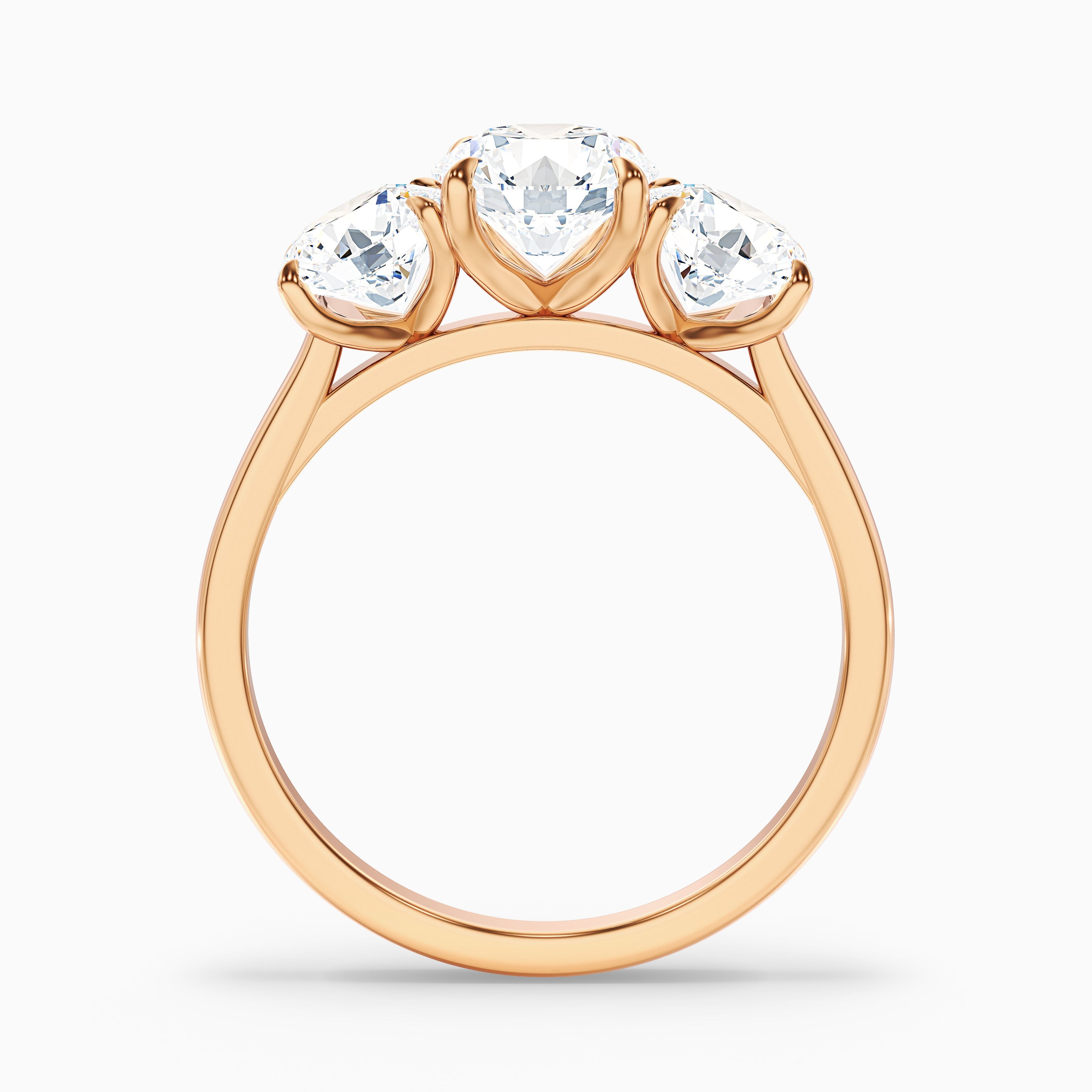Iris 4.5 Carat Round Three Stone Moissanite Diamond Ring in 14k Yellow Gold