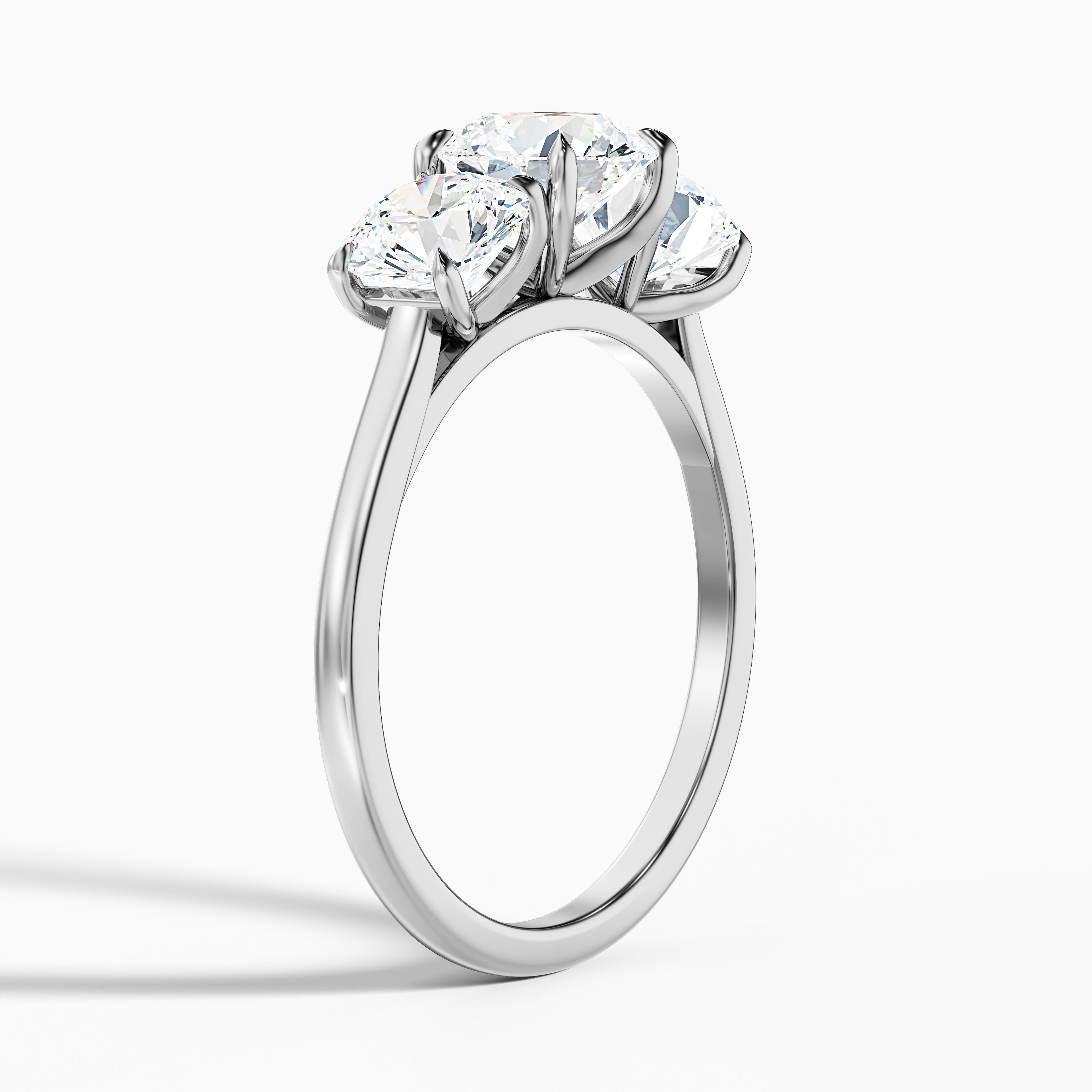 Iris 5 Carat Round Three Stone Moissanite Diamond Ring in 14k Yellow Gold