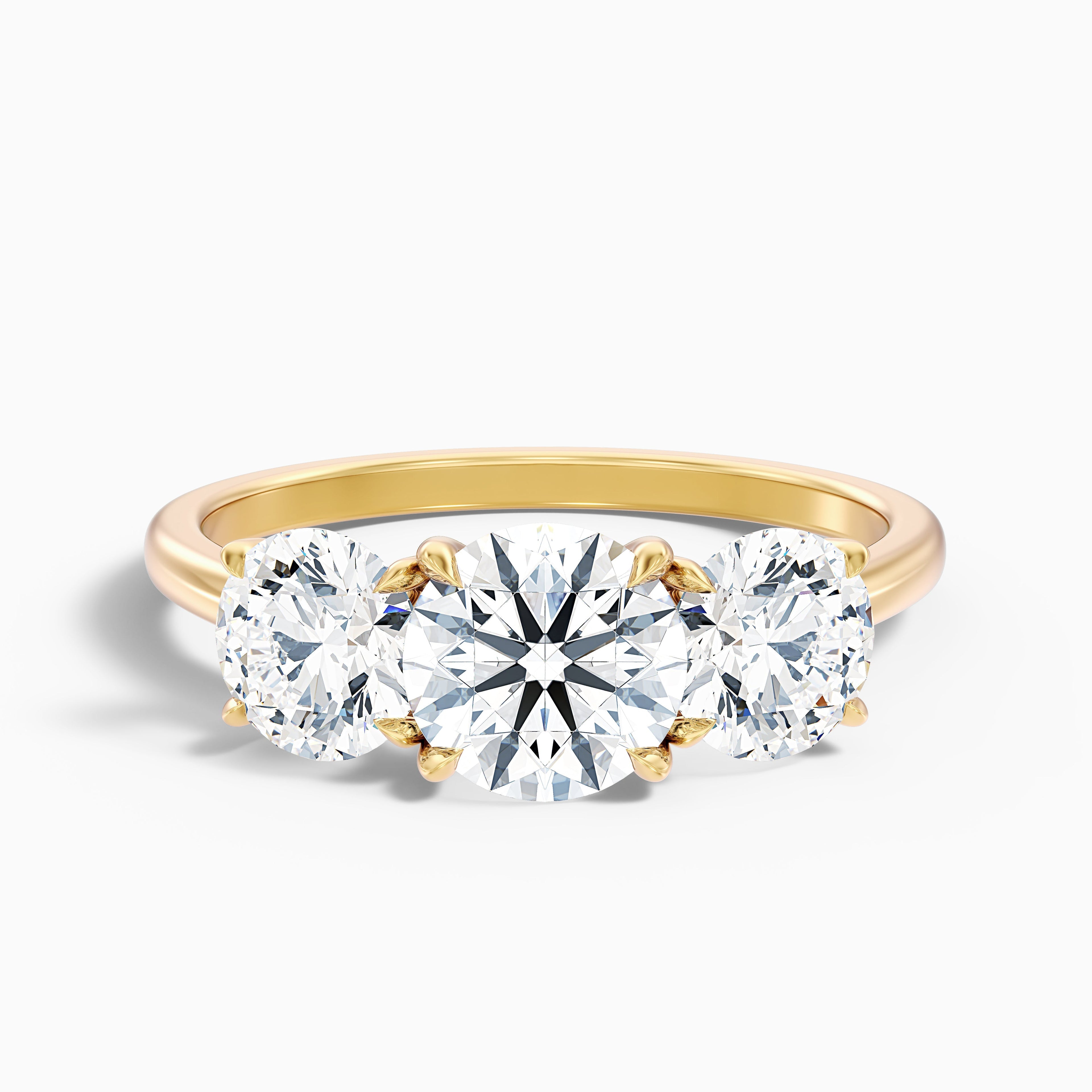 Iara 3.5 Carat Round Three Stone Lab Grown Engagement Ring in Platinum