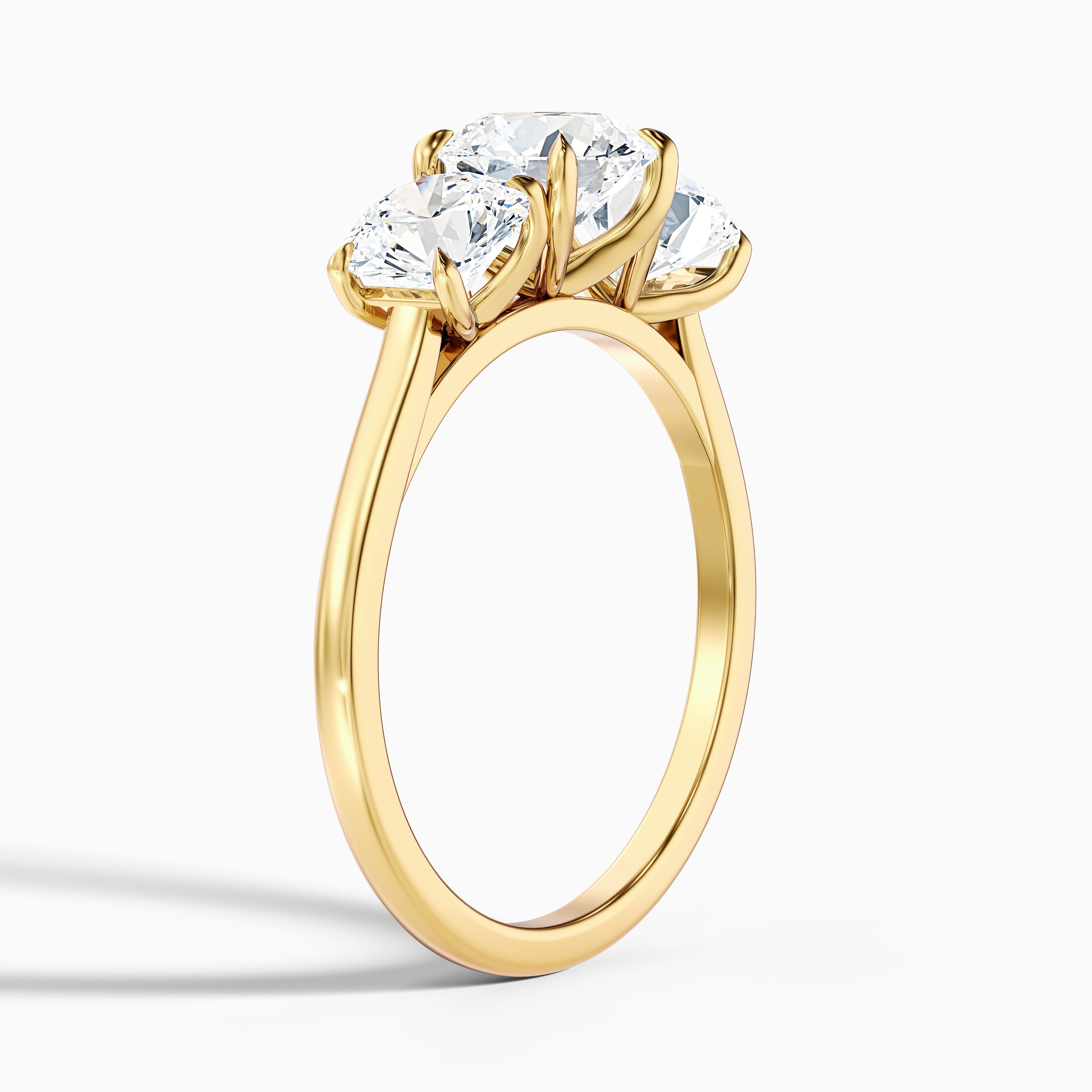 Iris 2.5 Carat Round Three Stone Moissanite Diamond Ring in 14k White Gold DestGlow
