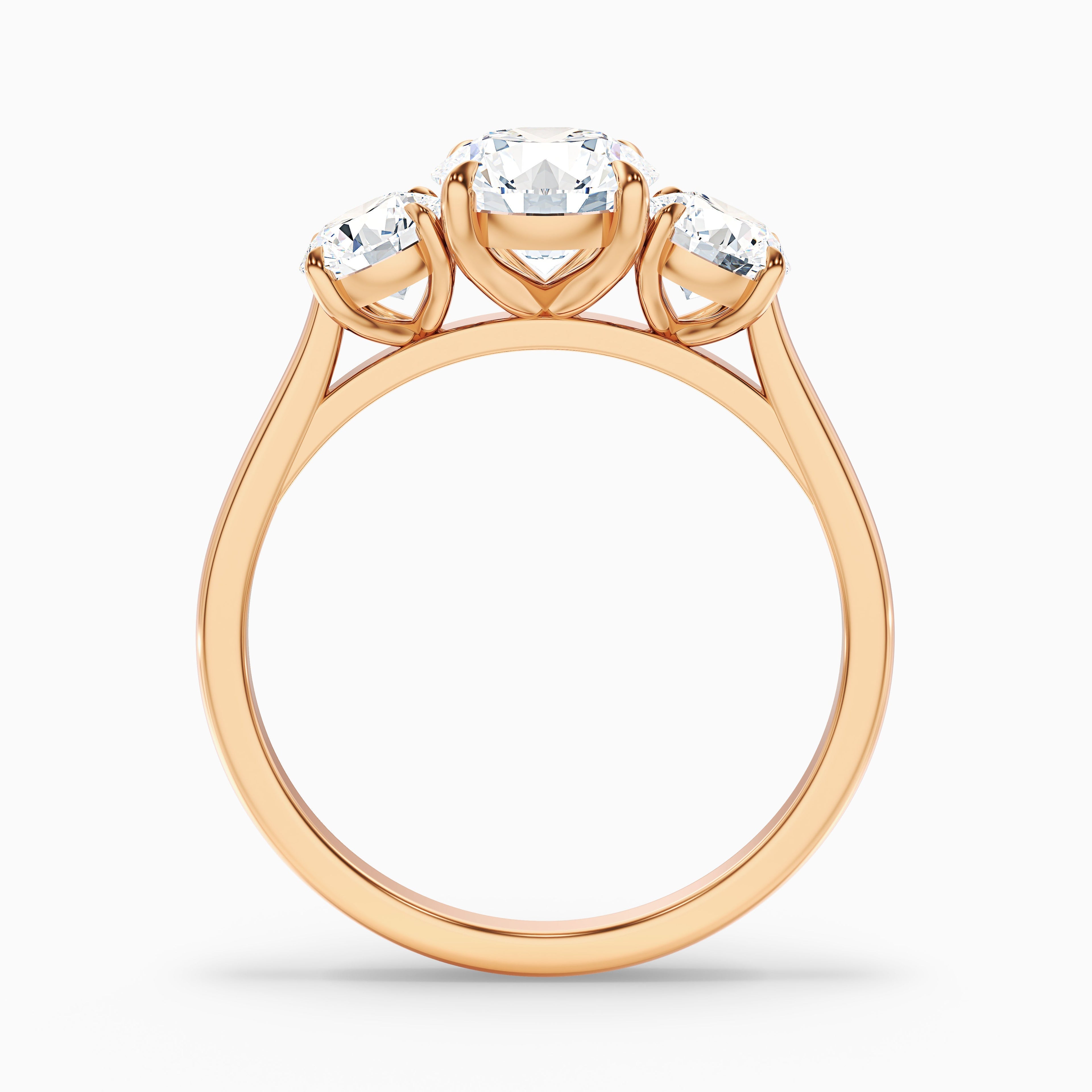 Ira 2.5 Carat Round Three Stone Lab Grown Engagement Ring in 14k Yellow Gold
