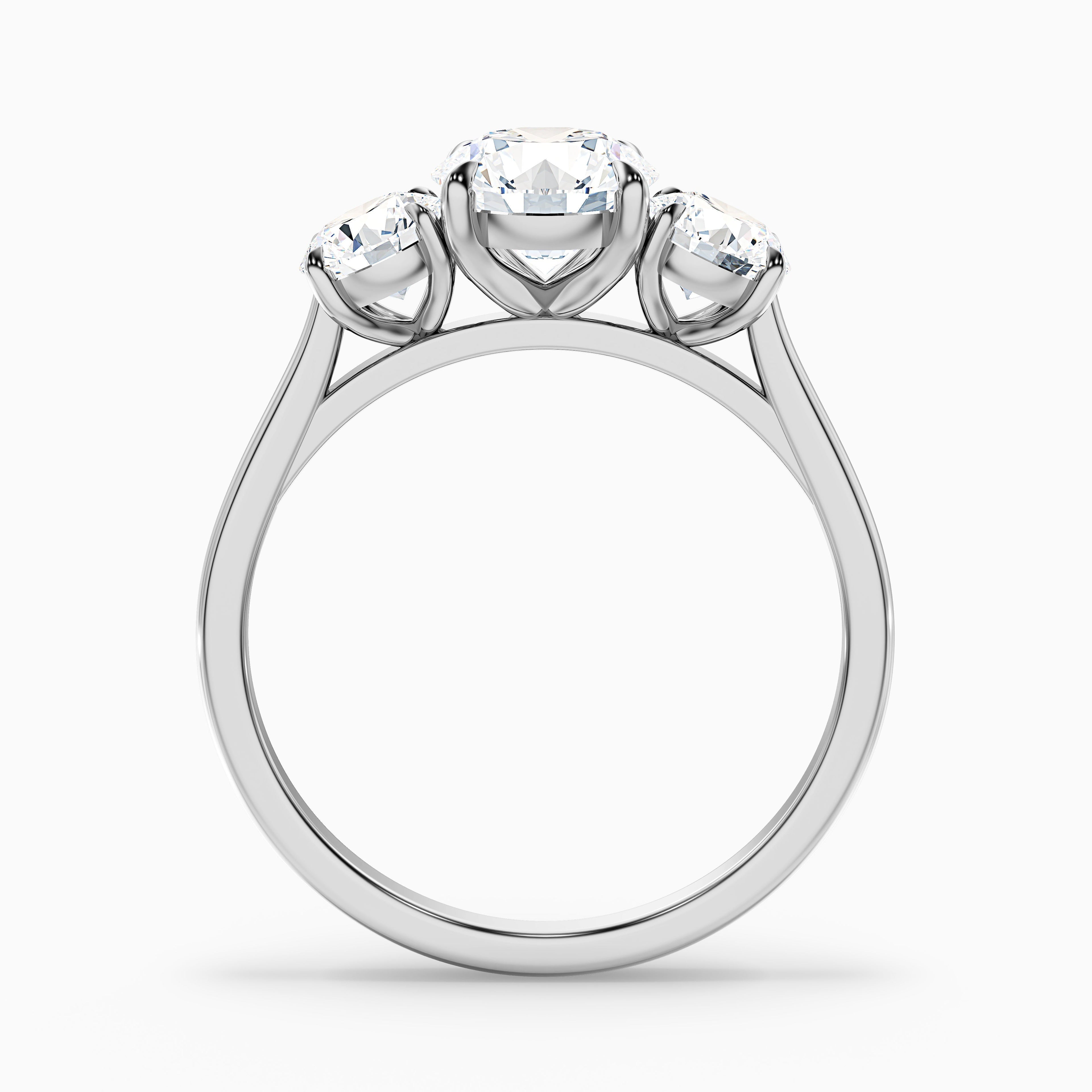 Hana 5 Carat Round Three Stone Moissanite Diamond Ring in 10k Yellow Gold