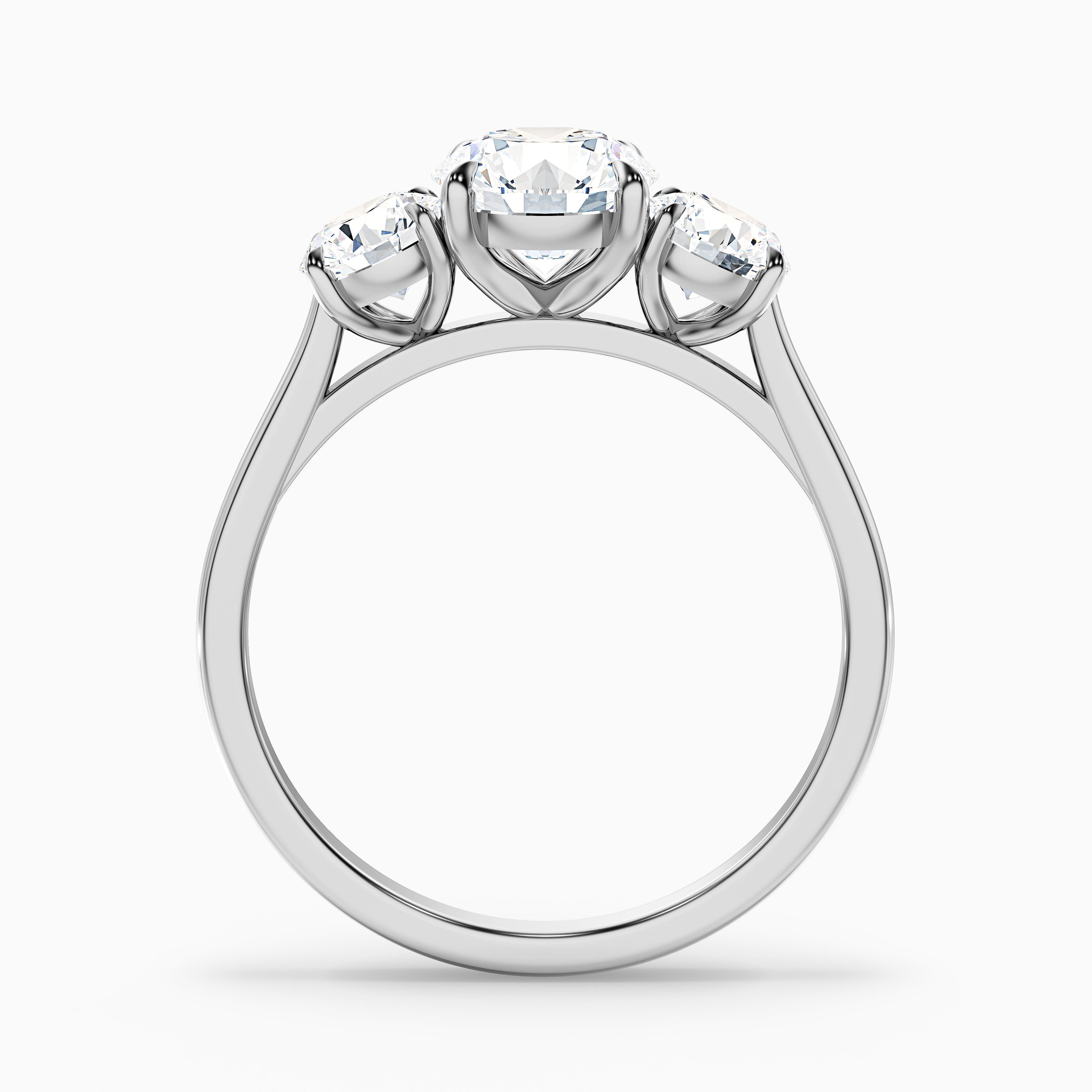 Ira 4 Carat Round Three Stone Lab Grown Engagement Ring in 14k Yellow Gold