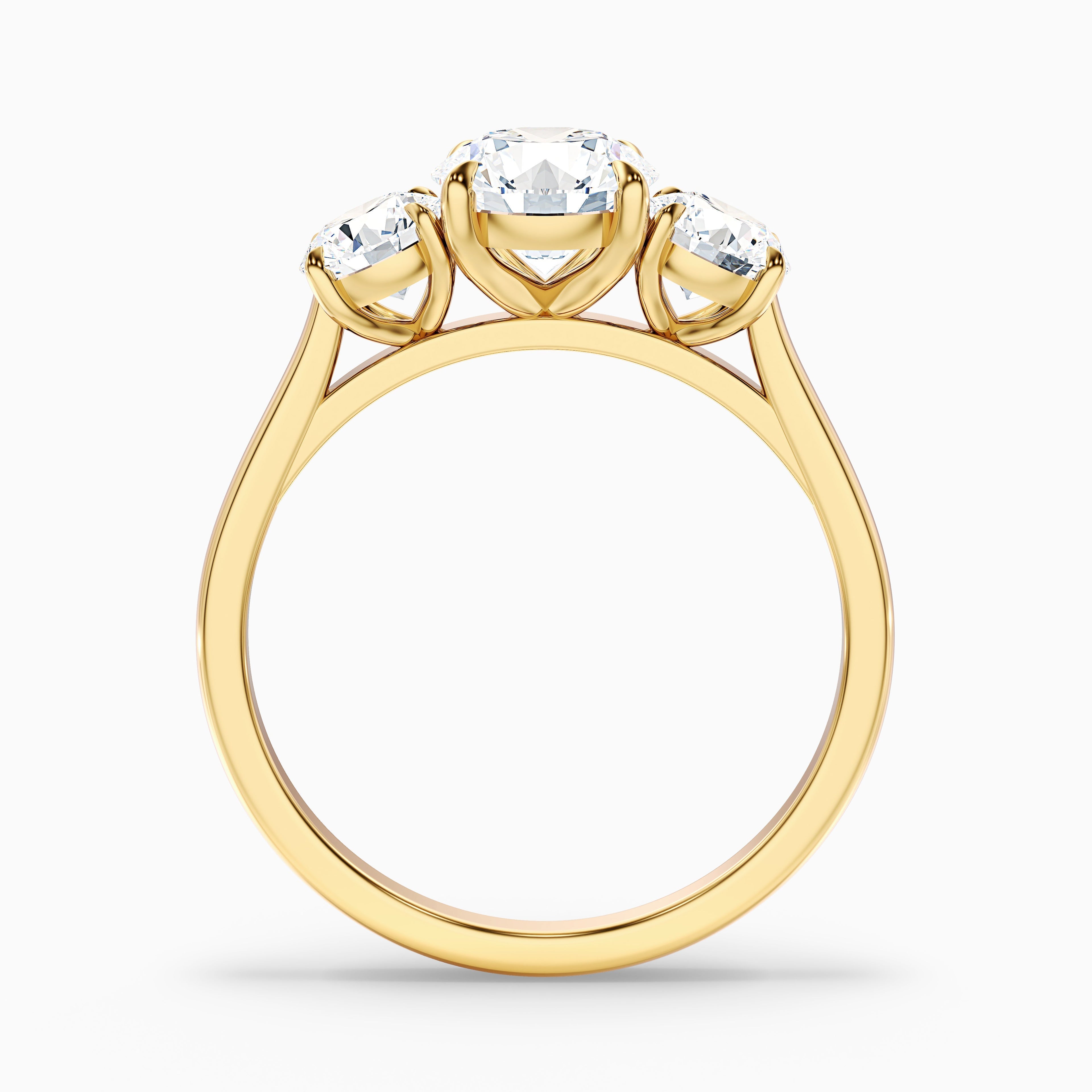 Hana 2 Carat Round Three Stone Moissanite Diamond Ring in 14k Rose Gold
