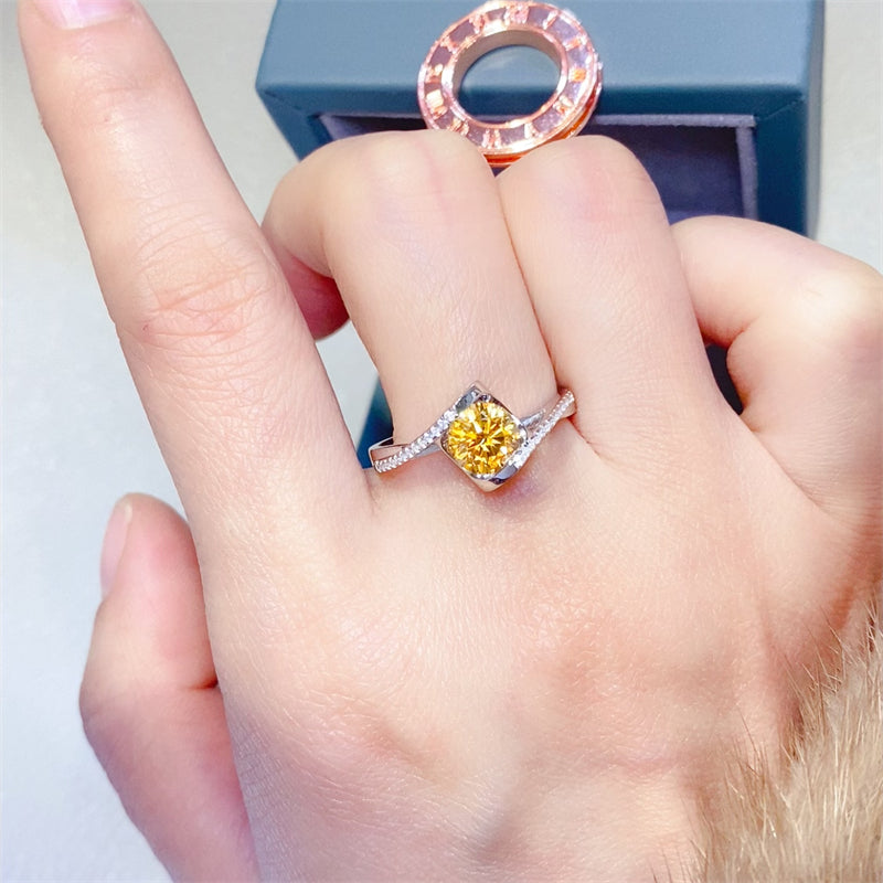 1 Carat Yellow Brilliant Round Cut Sparkala™ Pure Sterling Silver Ring by Sparkala