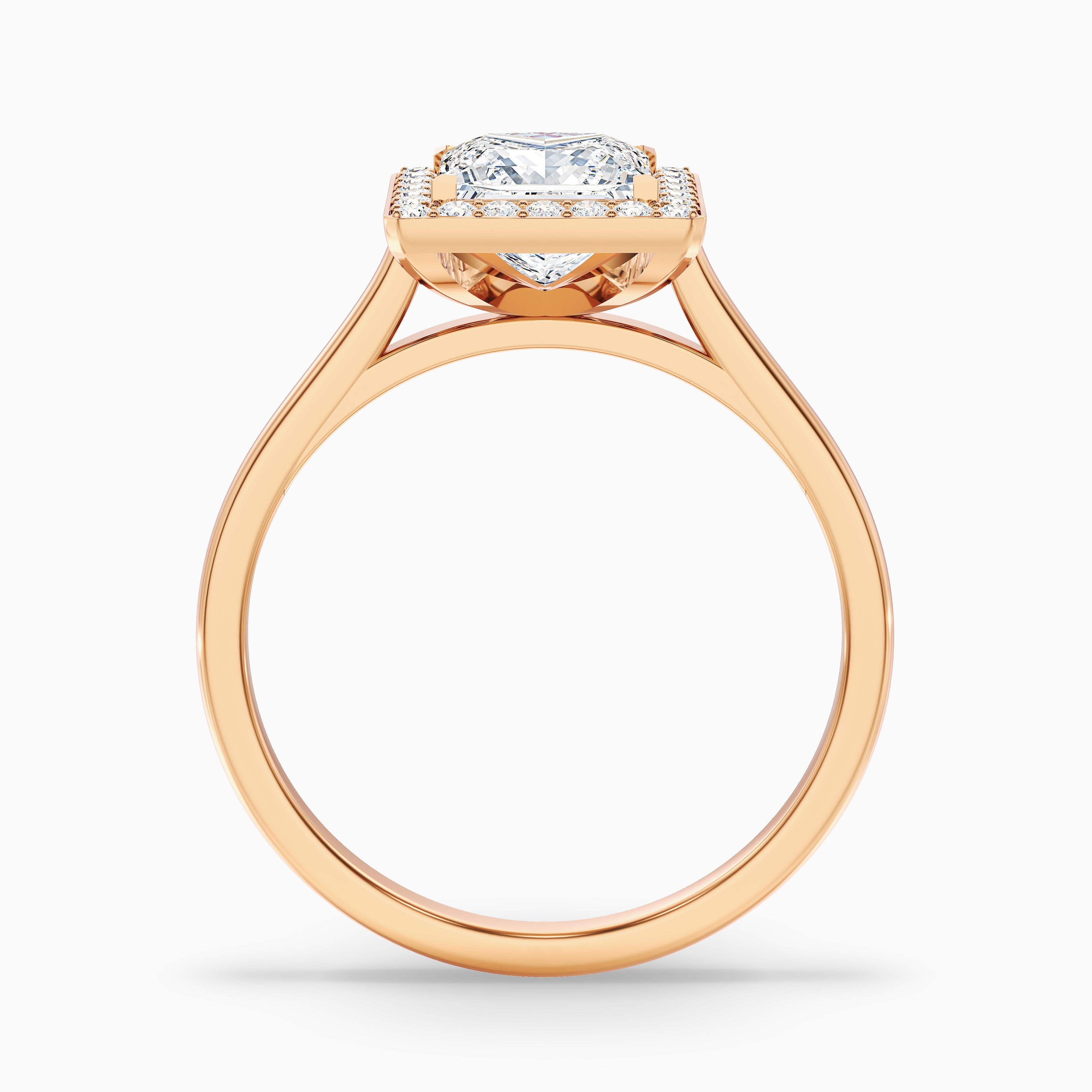 Ivy 7 Carat Princess Cut Halo Pave Moissanite Diamond Ring in 18k Rose Gold DestGlow