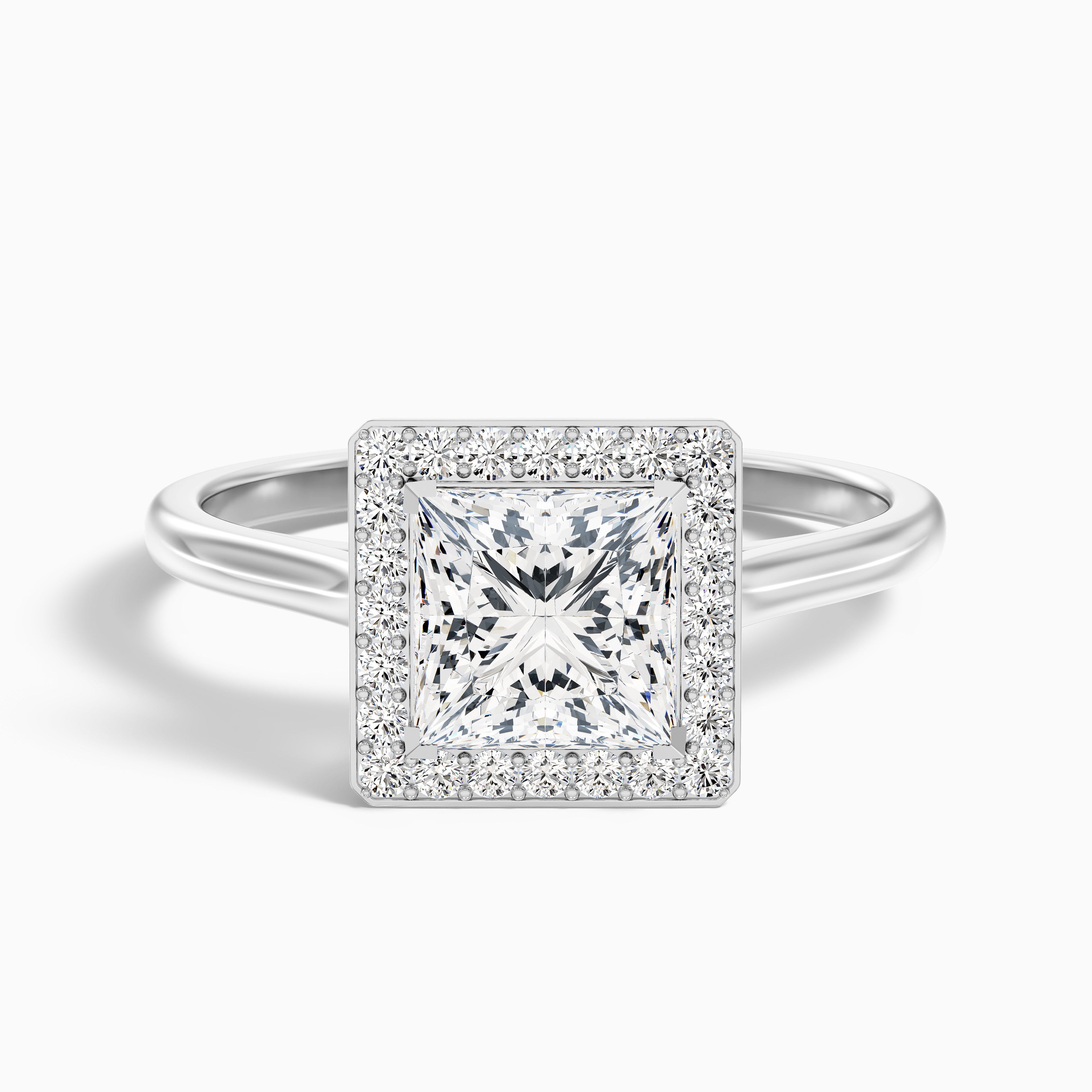 Fiona 3.5 Carat Princess Cut Halo Pave Moissanite Diamond Ring in Platinum