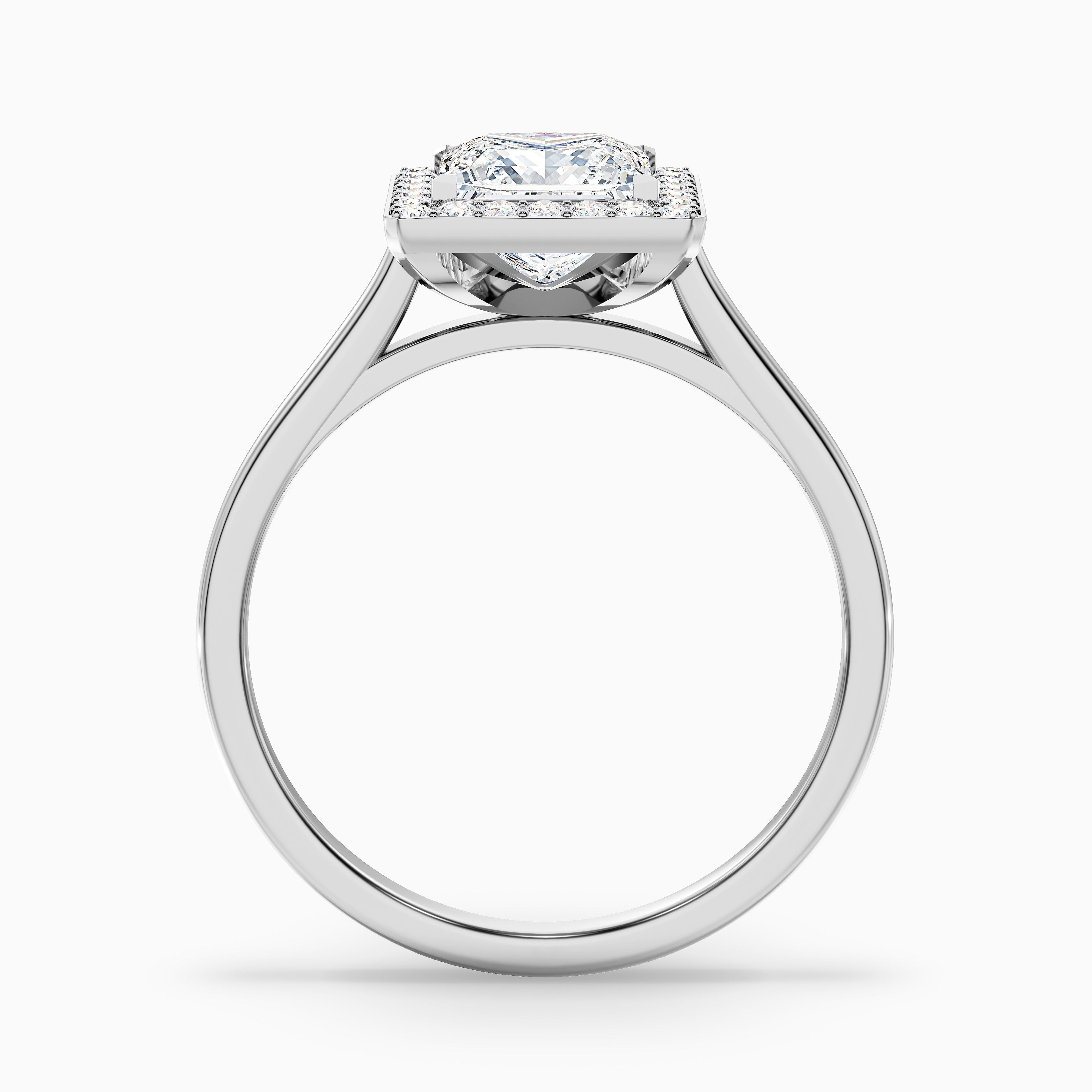 Fiona 4 Carat Princess Cut Halo Pave Moissanite Diamond Ring in 14k White Gold DestGlow