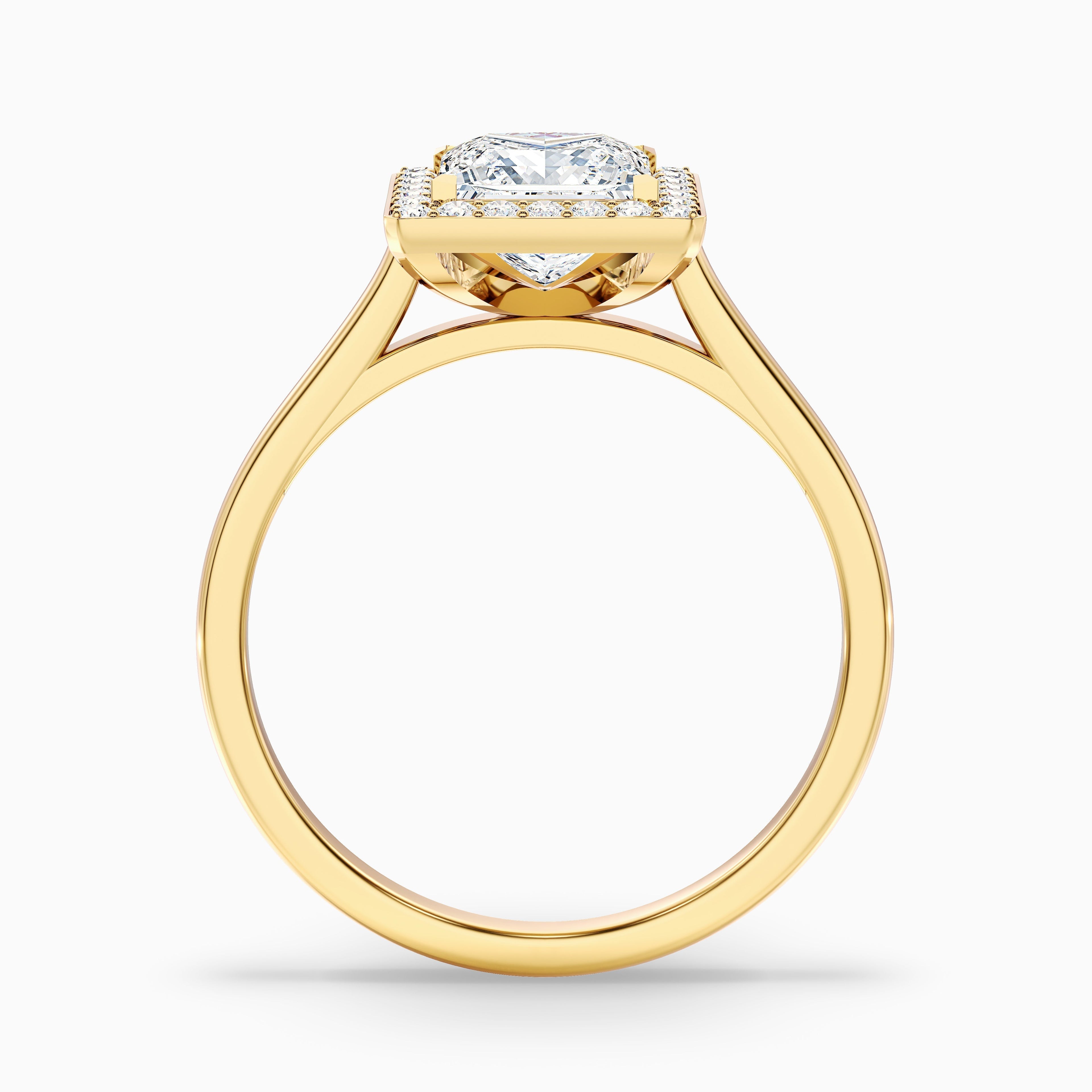 Fiona 3.5 Carat Princess Cut Halo Pave Moissanite Diamond Ring in 10k Yellow Gold DestGlow