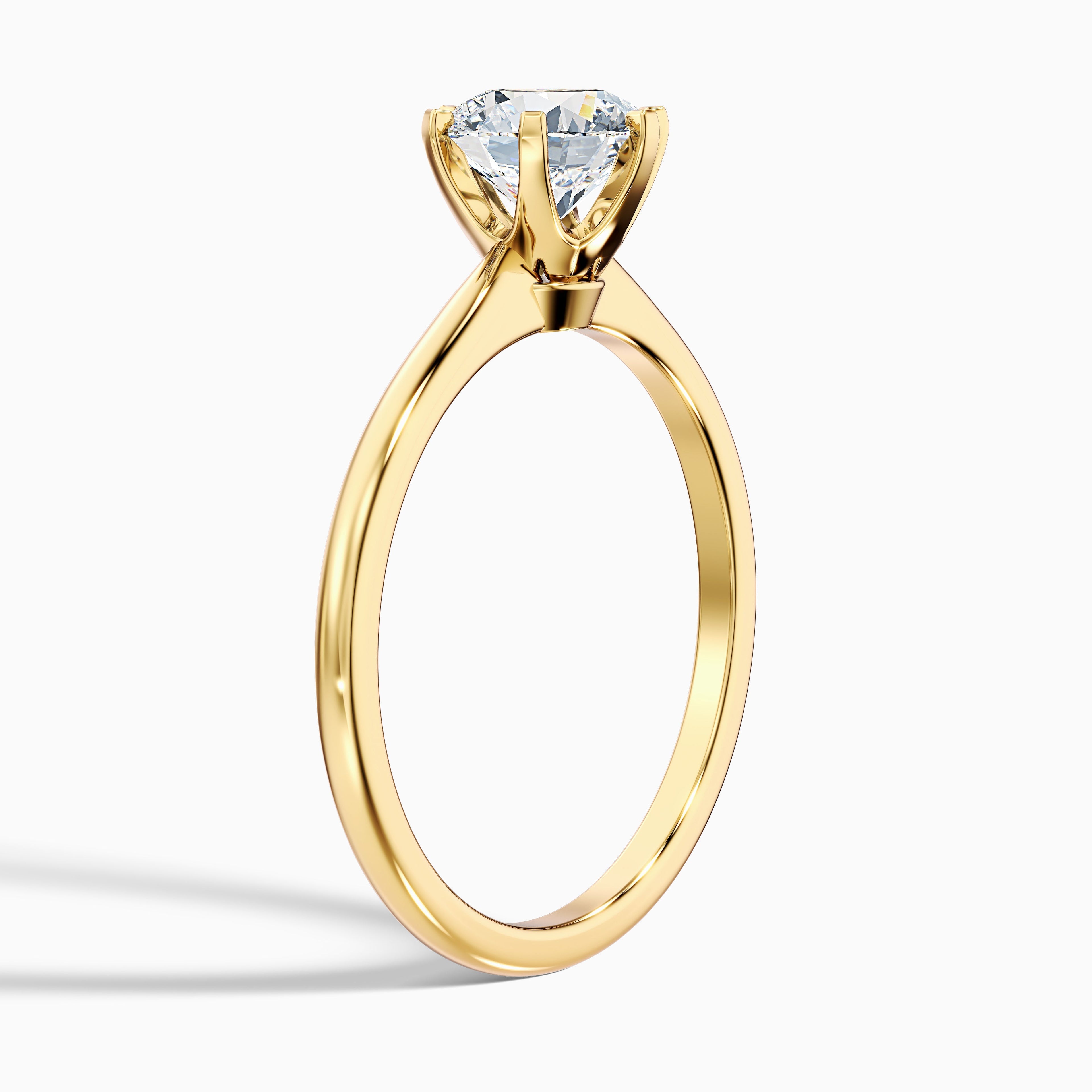 Flora 1 Carat Round Solitaire Moissanite Diamond Ring in 10k Yellow Gold