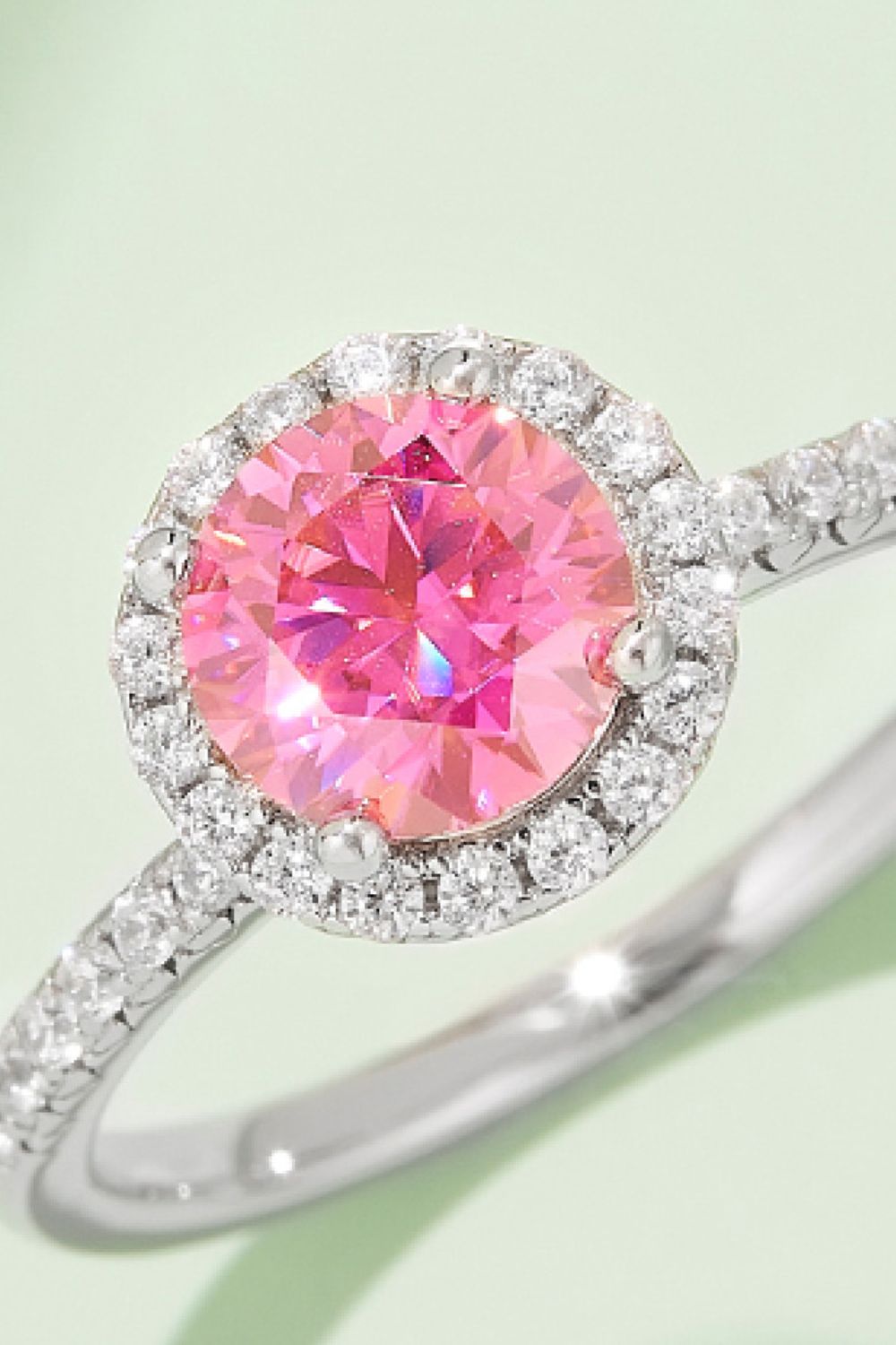 1 Carat Sparkala™ Platinum Over Pure Sterling Silver Halo Ring (Yellow, Pink, or Blue) - DestGlow