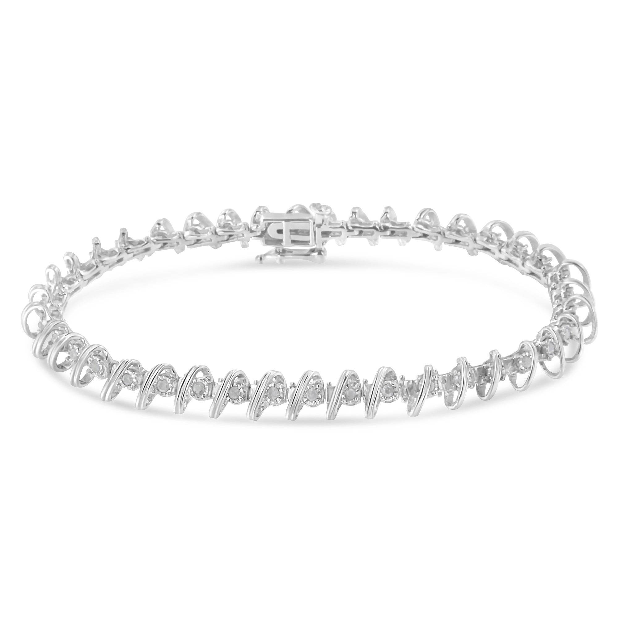 .925 Sterling Silver 1/2 Cttw Diamond Miracle-Set 7" Tennis Bracelet (I-J Color, I3 Clarity) by Bids.com