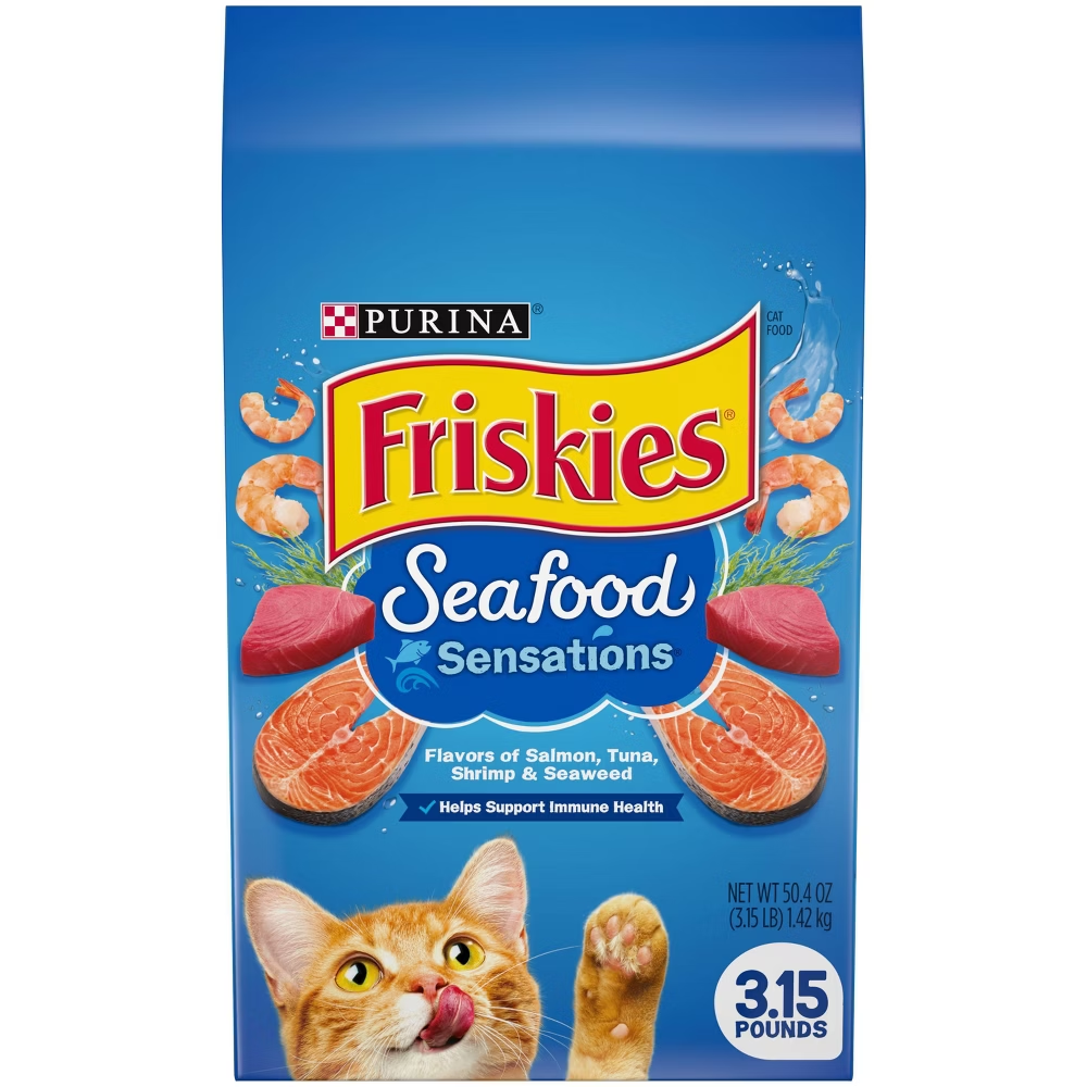 Purina Friskies Seafood Sensations Dry Cat Food (3.15lbs) DestGlow